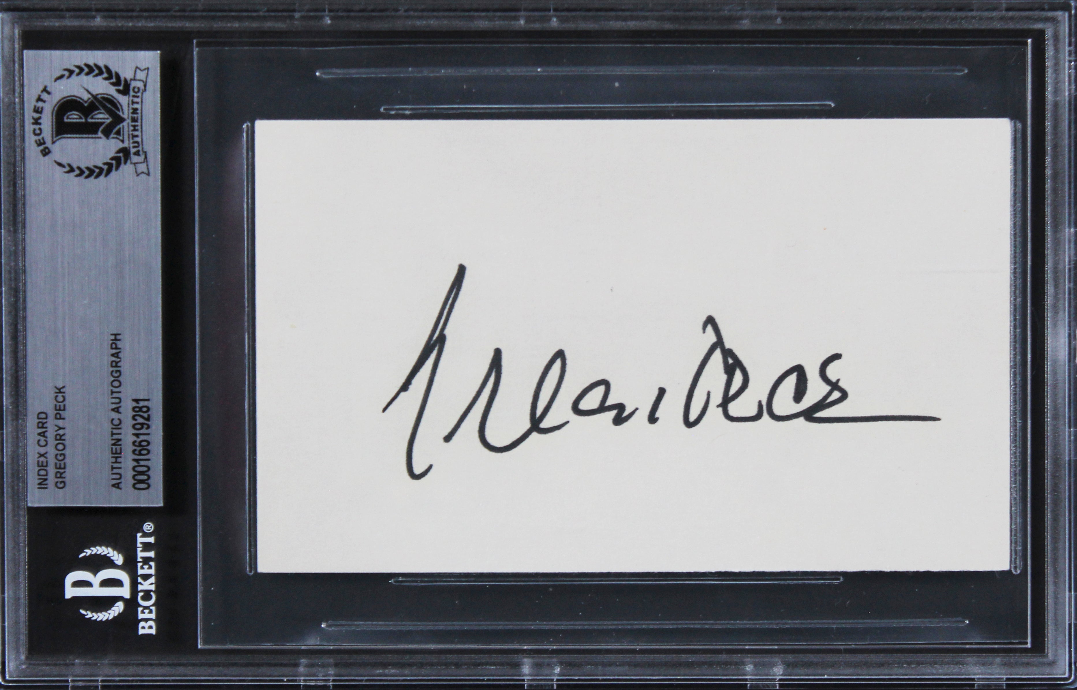 Gregory Peck To Kill a Mockingbird Authentic Signed 3x5 Index Card BAS Slabbed