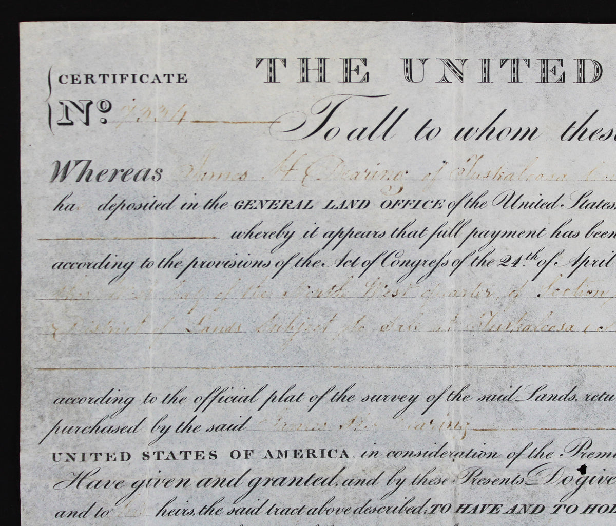 Andrew Jackson Authentic Signed 1831 Land Grant Document Dated BAS #A08245