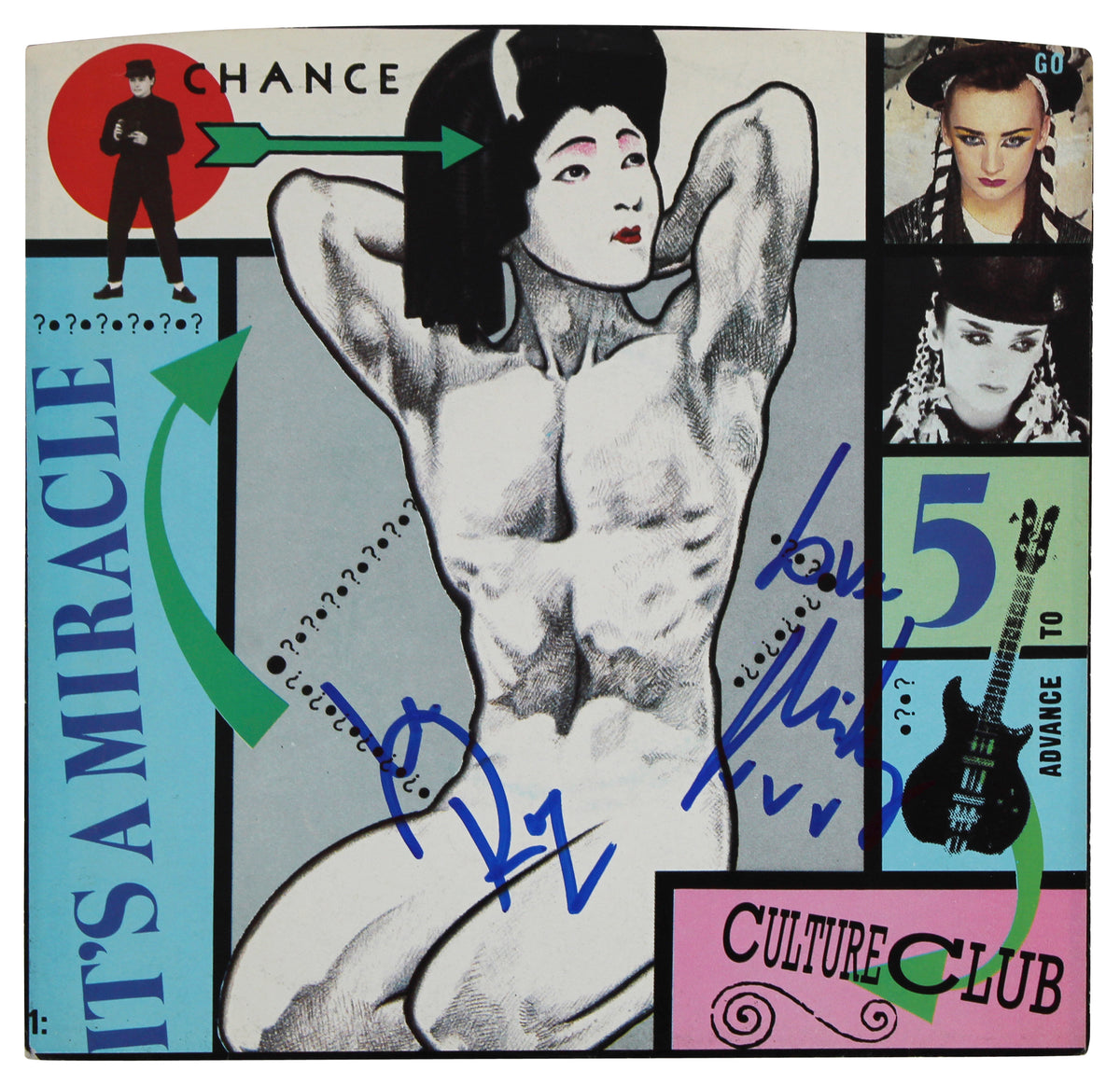 Mikey Craig & Roy Hay Culture Club Signed It's a Miracle 45 RPM Album Cover BAS