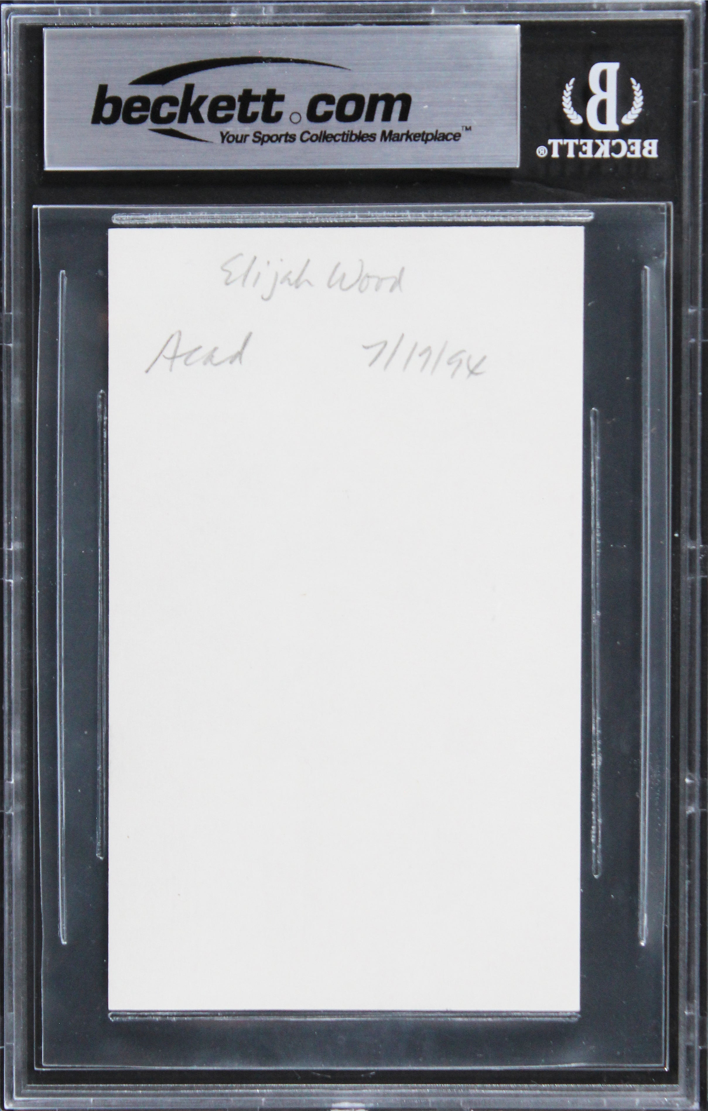 Elijah Wood Lord of the Rings Authentic Signed 3x5 Index Card BAS Slabbed