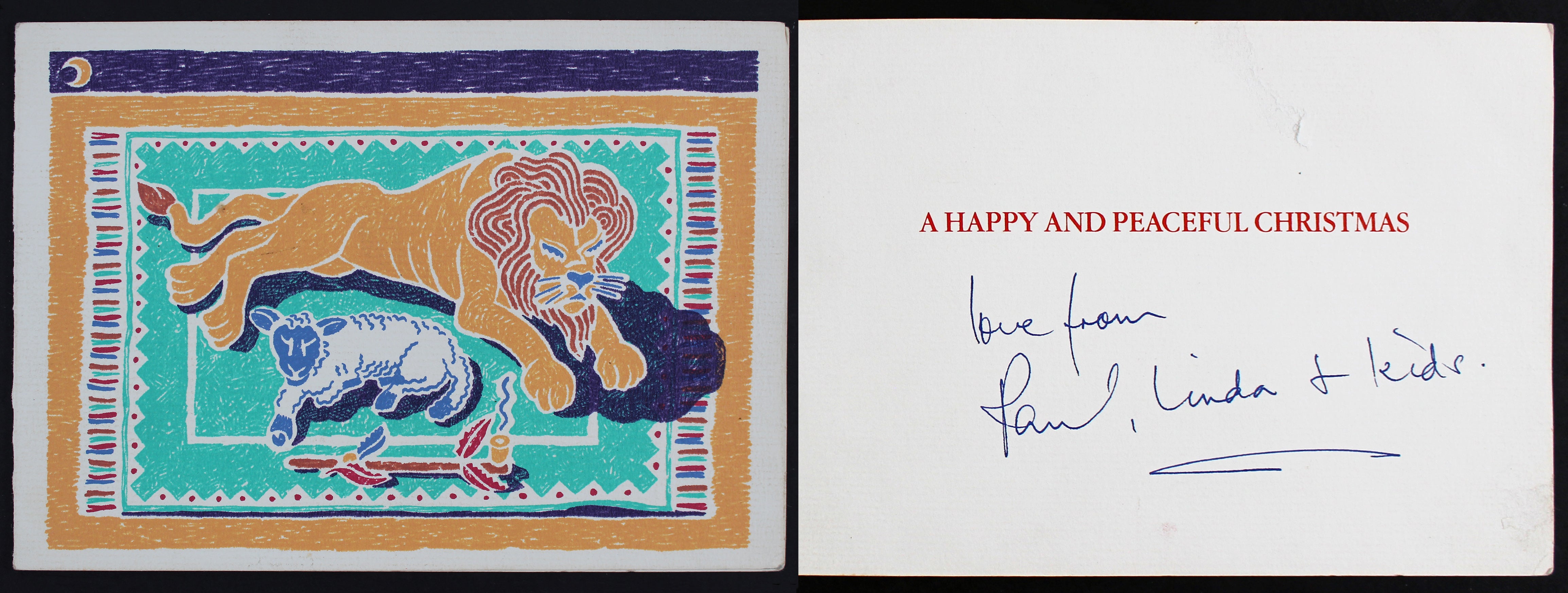 Paul McCartney Beatles Love From Linda + Kids Authentic Signed Card BAS #AA03802