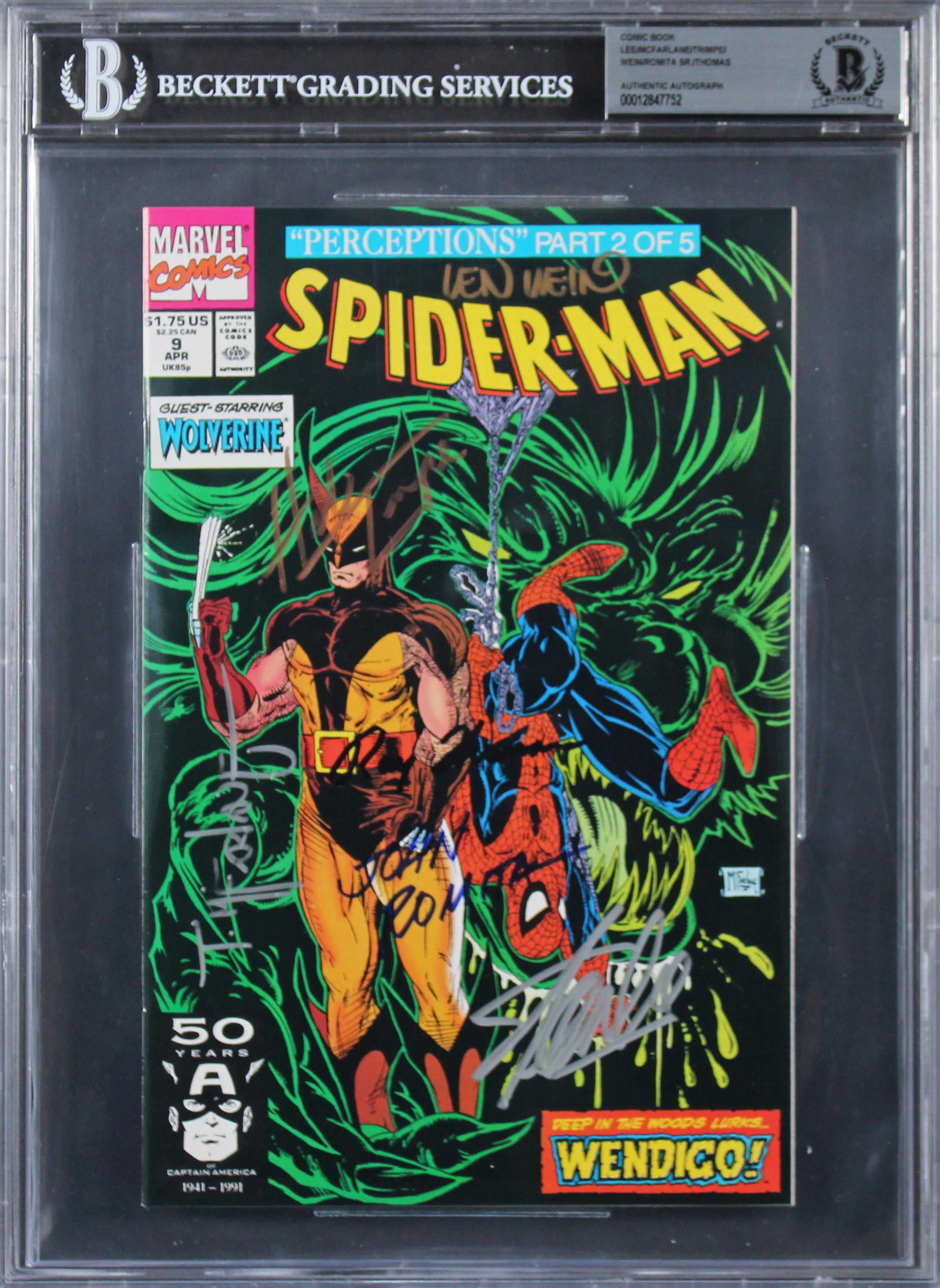 (6) Stan Lee, McFarlane +4 Signed Spider-Man Perceptions Part 2 Comic BAS Slab