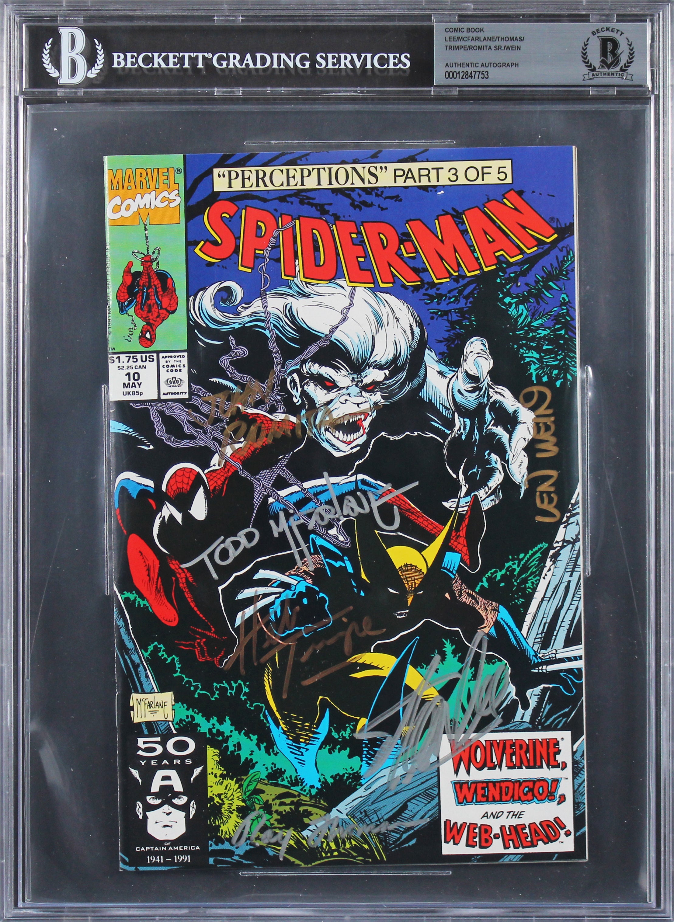 (6) Stan Lee, McFarlane +4 Signed Spider-Man Perceptions Part 3 Comic BAS Slab