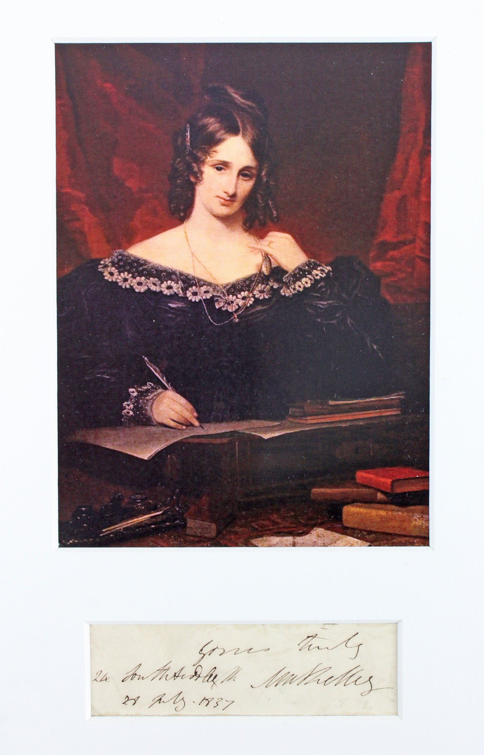 Mary Shelley "Yours Truly" Signed & Matted 1.35x4.75 Cut Signature Display BAS