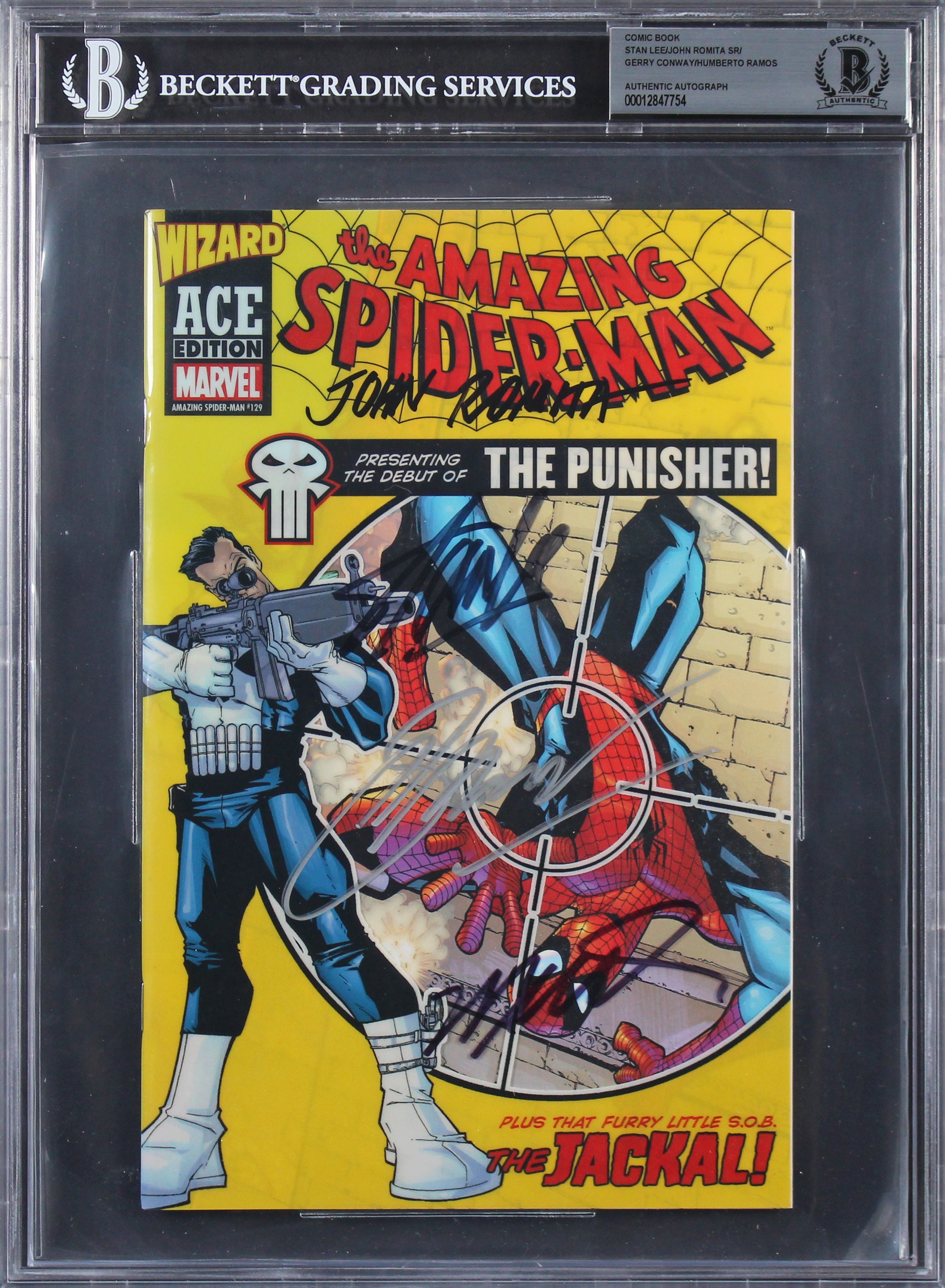(6) Stan Lee, McFarlane +4 Signed The Amazing Spider-Man #129 Comic BAS Slabbed