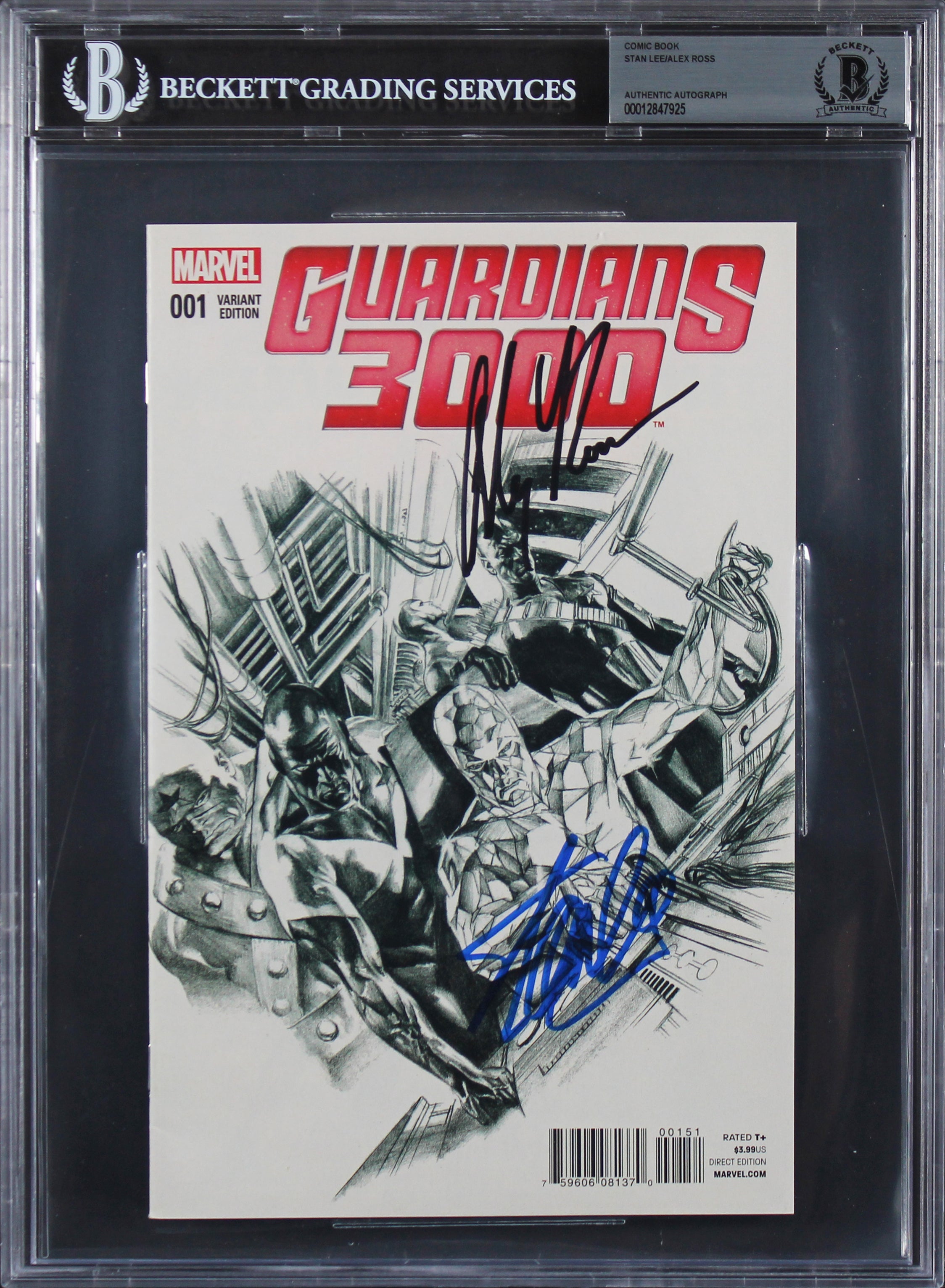 (2) Stan Lee & Ross Signed Guardians 3000 001 Variant Edition Comic BAS Slabbed