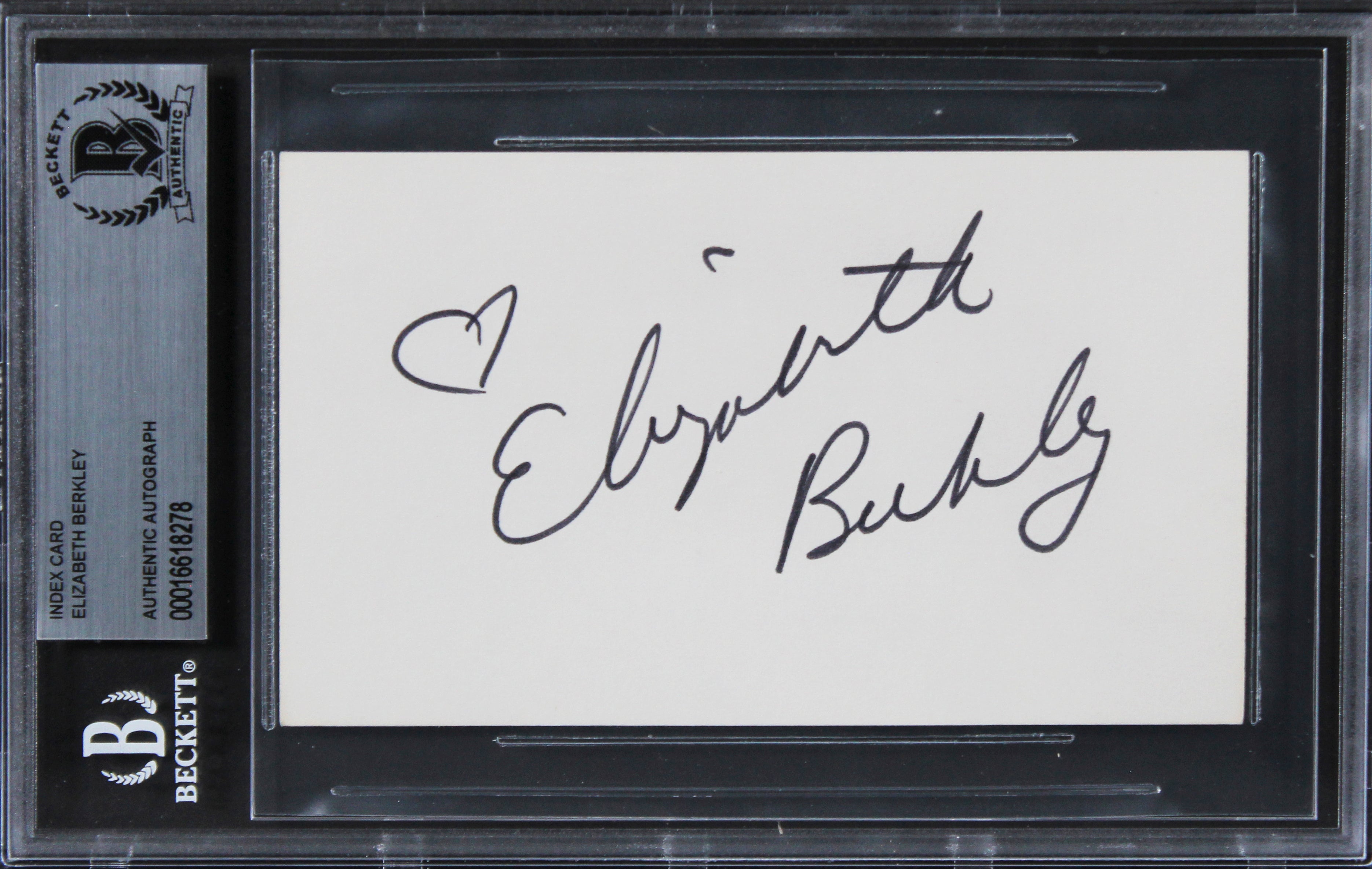 Elizabeth Berkley Saved By The Bell Signed 3x5 Index Card BAS Slabbed 3
