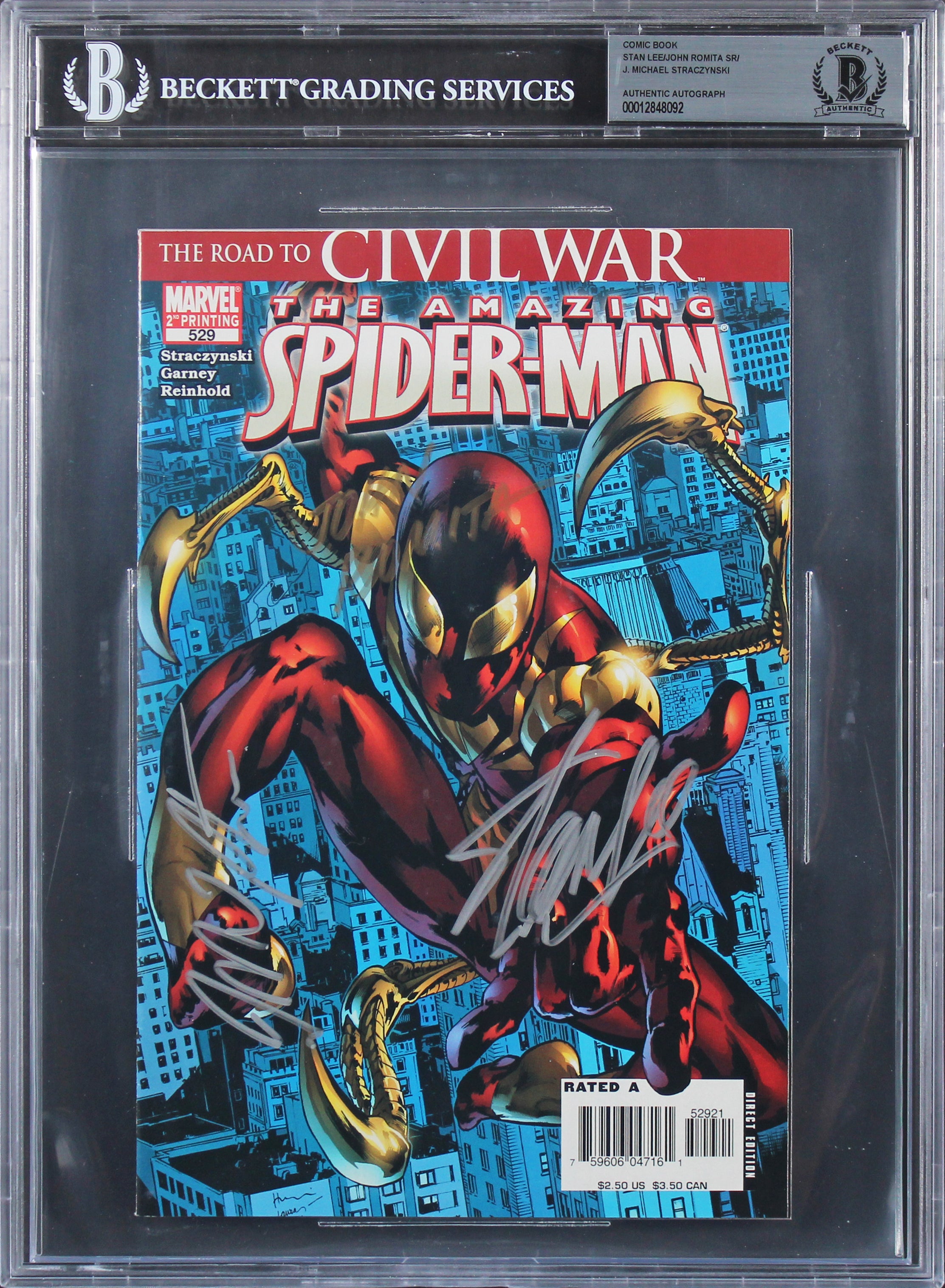 (3) Stan Lee, Romita Sr. & Straczynski Signed Uncanny X-Men #248 Comic BAS Slab