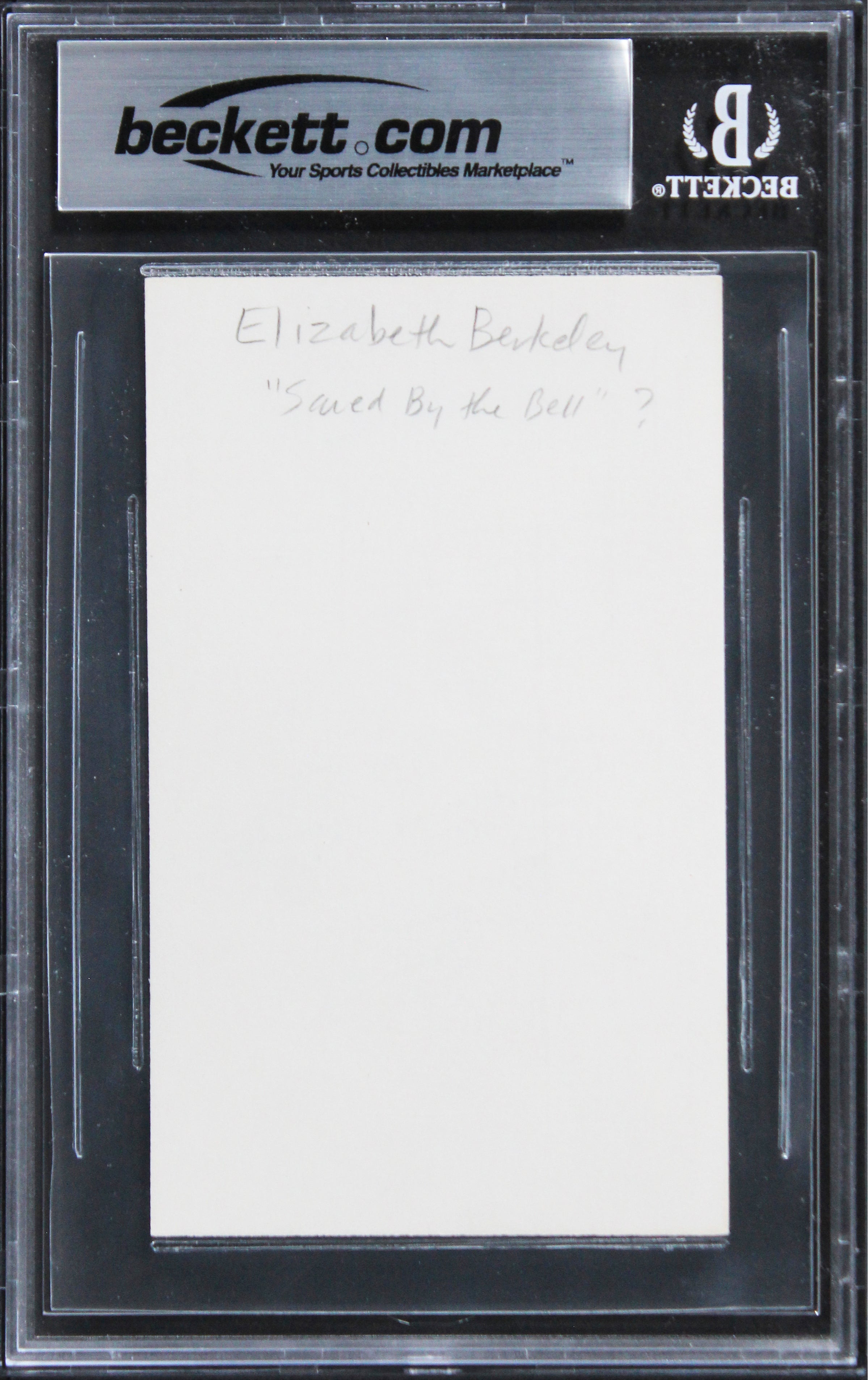 Elizabeth Berkley Saved By The Bell "Love" Signed 3x5 Index Card BAS Slabbed 2
