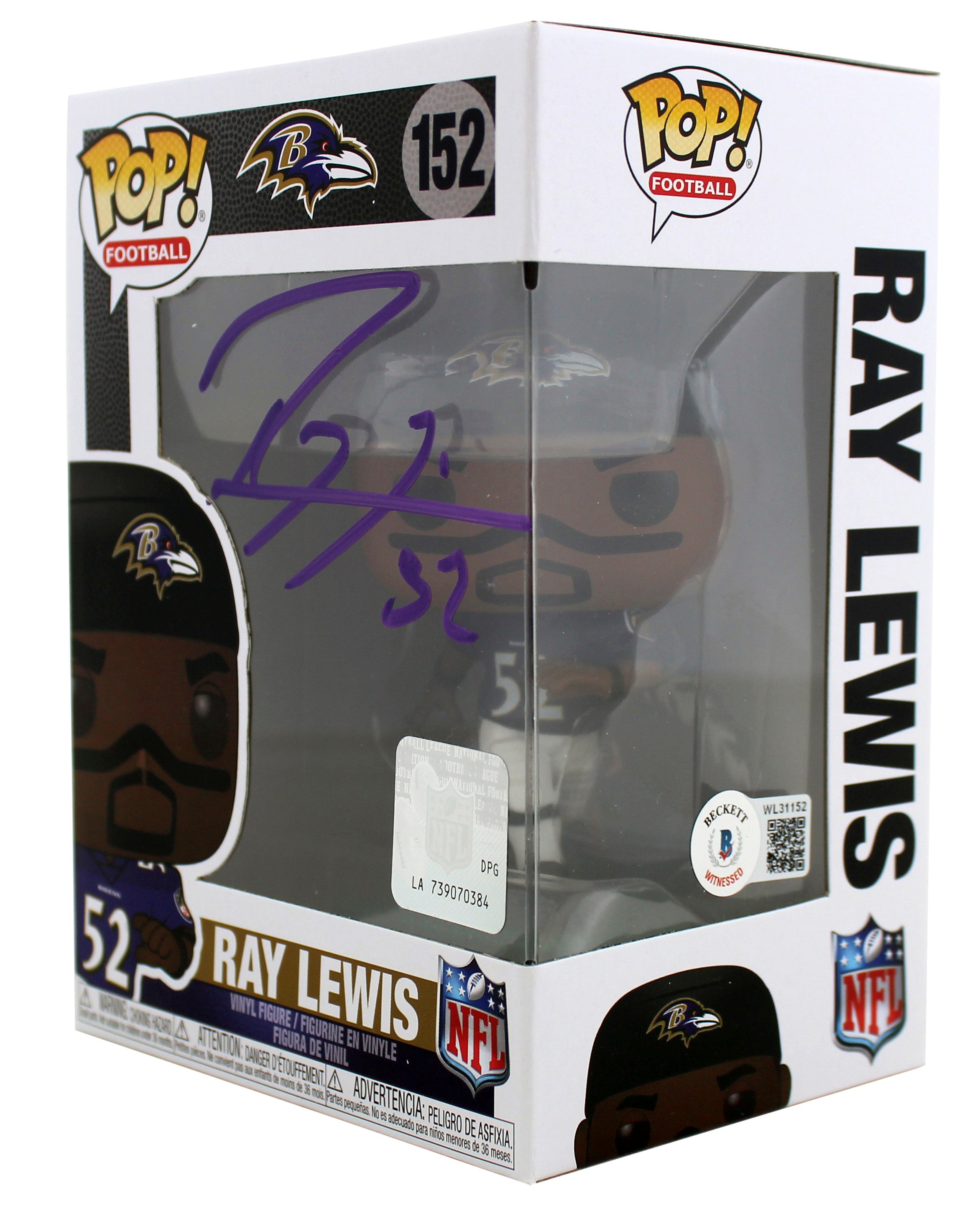 Ravens Ray Lewis Authentic Signed #152 Funko Pop Vinyl Figure BAS Witnessed