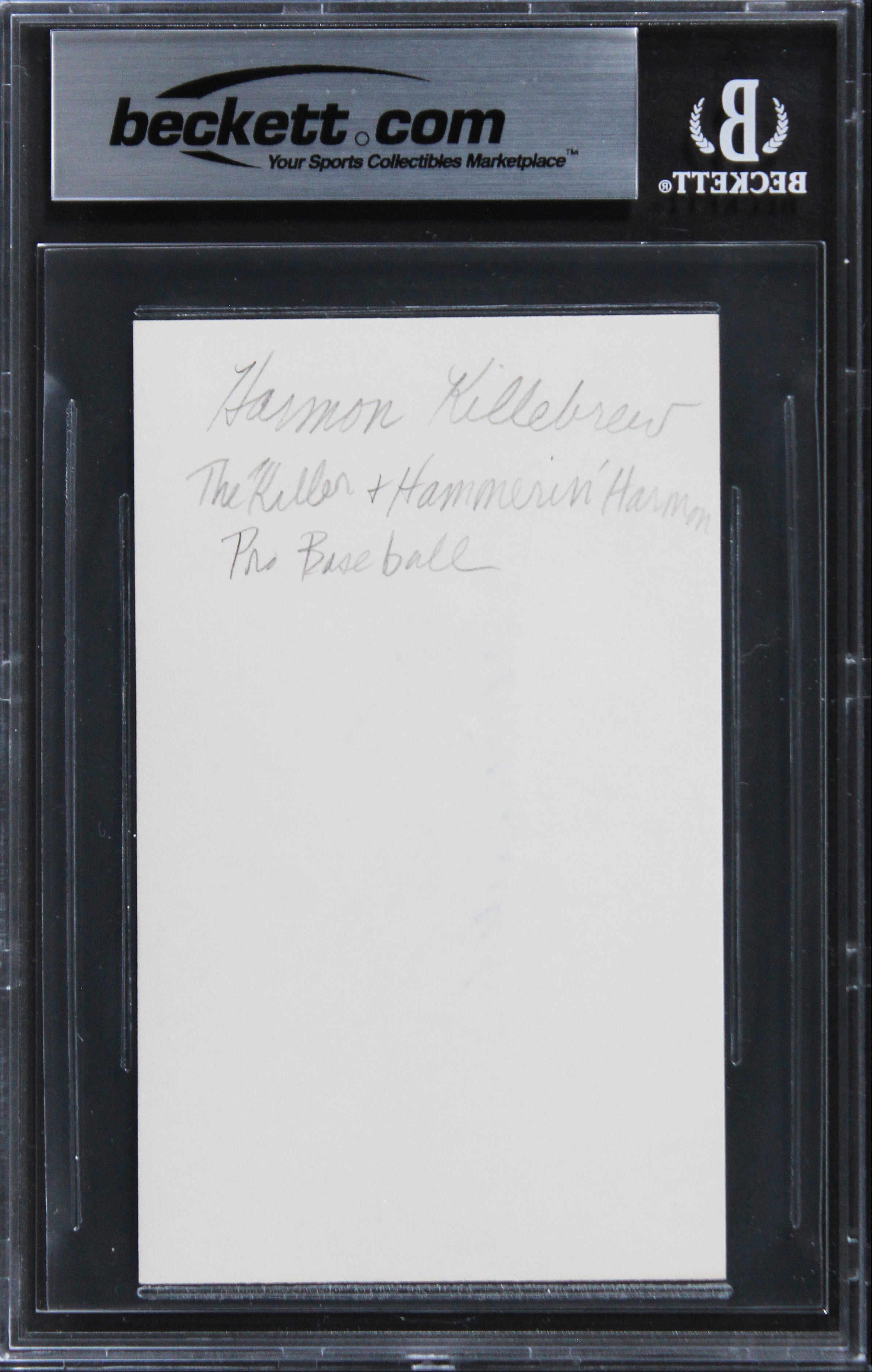 Twins Harmon Killebrew Authentic Signed 3x5 Index Card Autographed BAS Slabbed