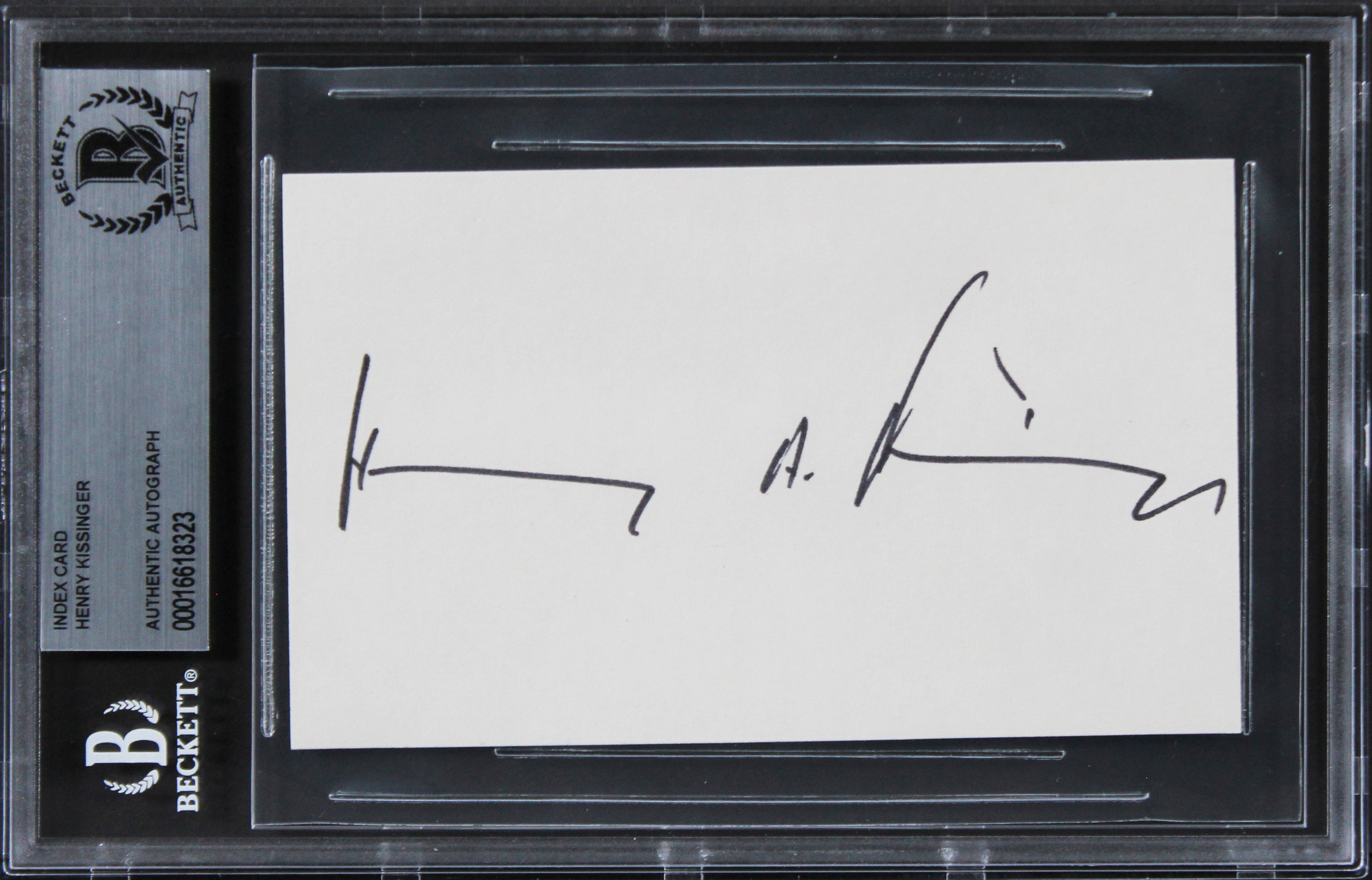 Henry Kissinger Former US Secretary of State Signed 3x5 Index Card BAS Slabbed