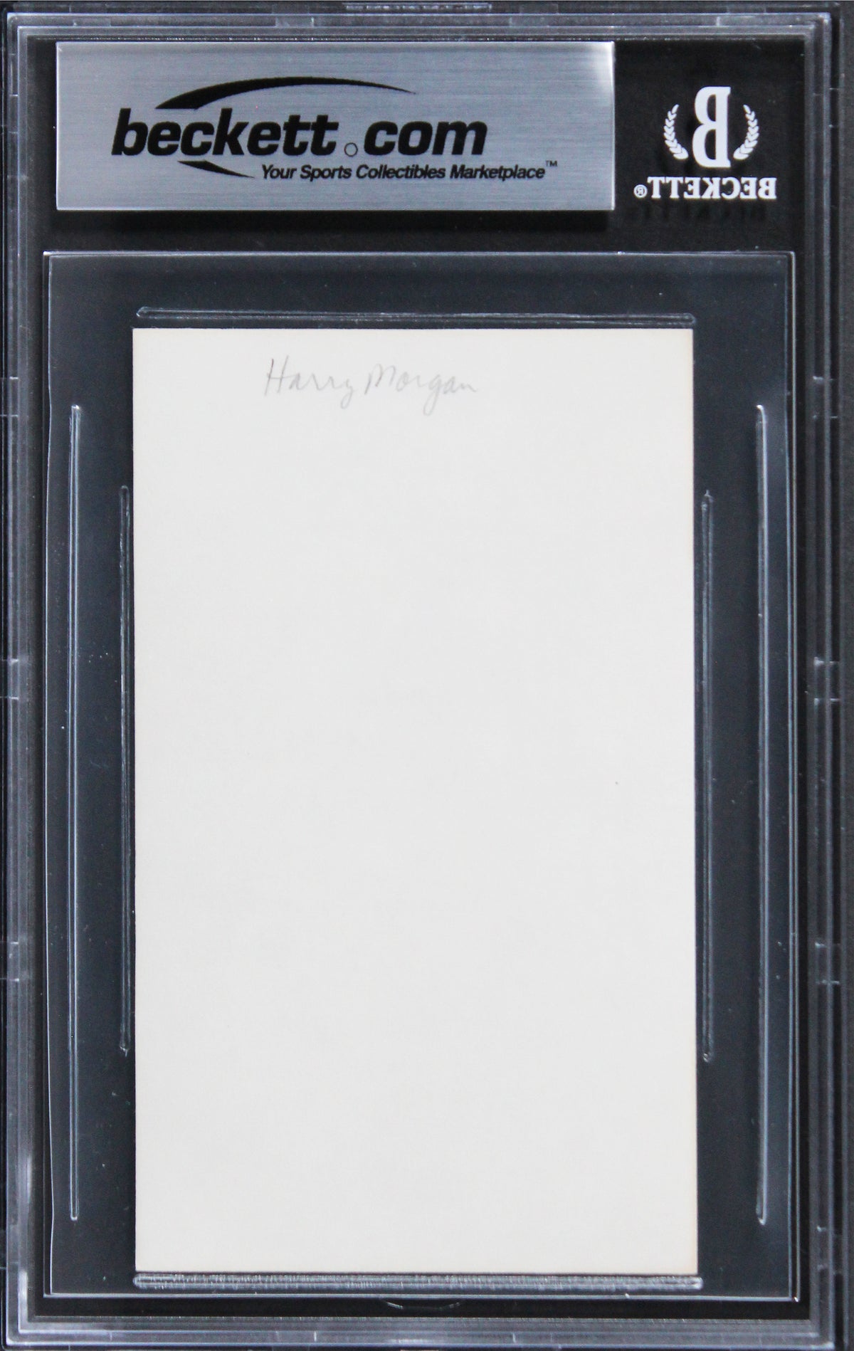 Harry Morgan MASH Authentic Signed 3x5 Index Card Autographed BAS Slabbed