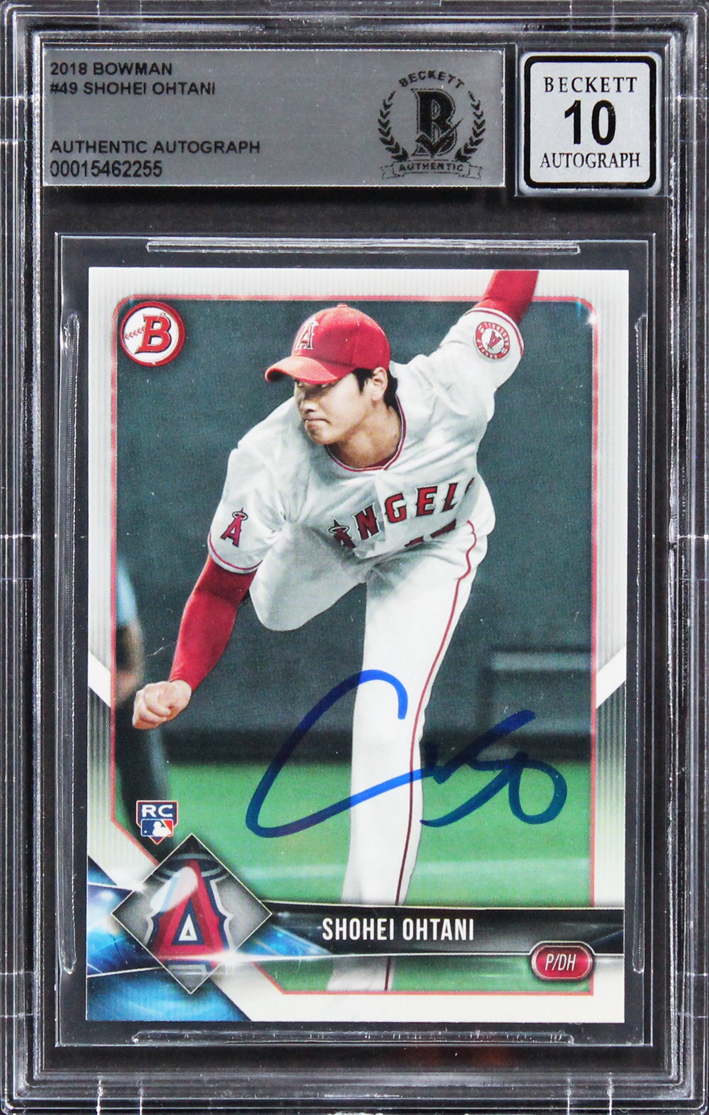 Angels Shohei Ohtani Signed 2018 Bowman #49 Rookie Card Auto 10! BAS Slabbed