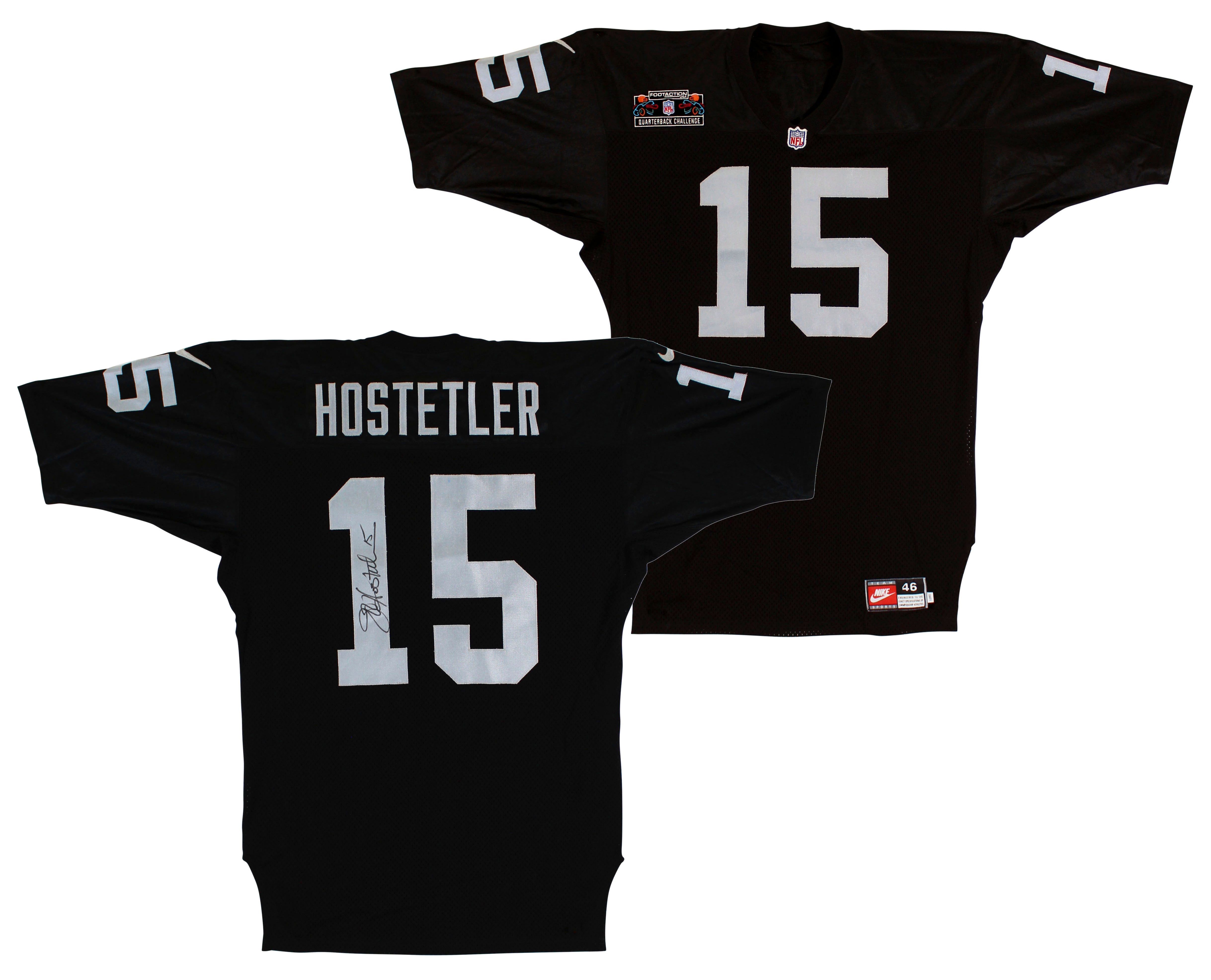 Raiders Jeff Hostetler Signed 1993 QB Challenge Worn Black Nike Jersey BAS