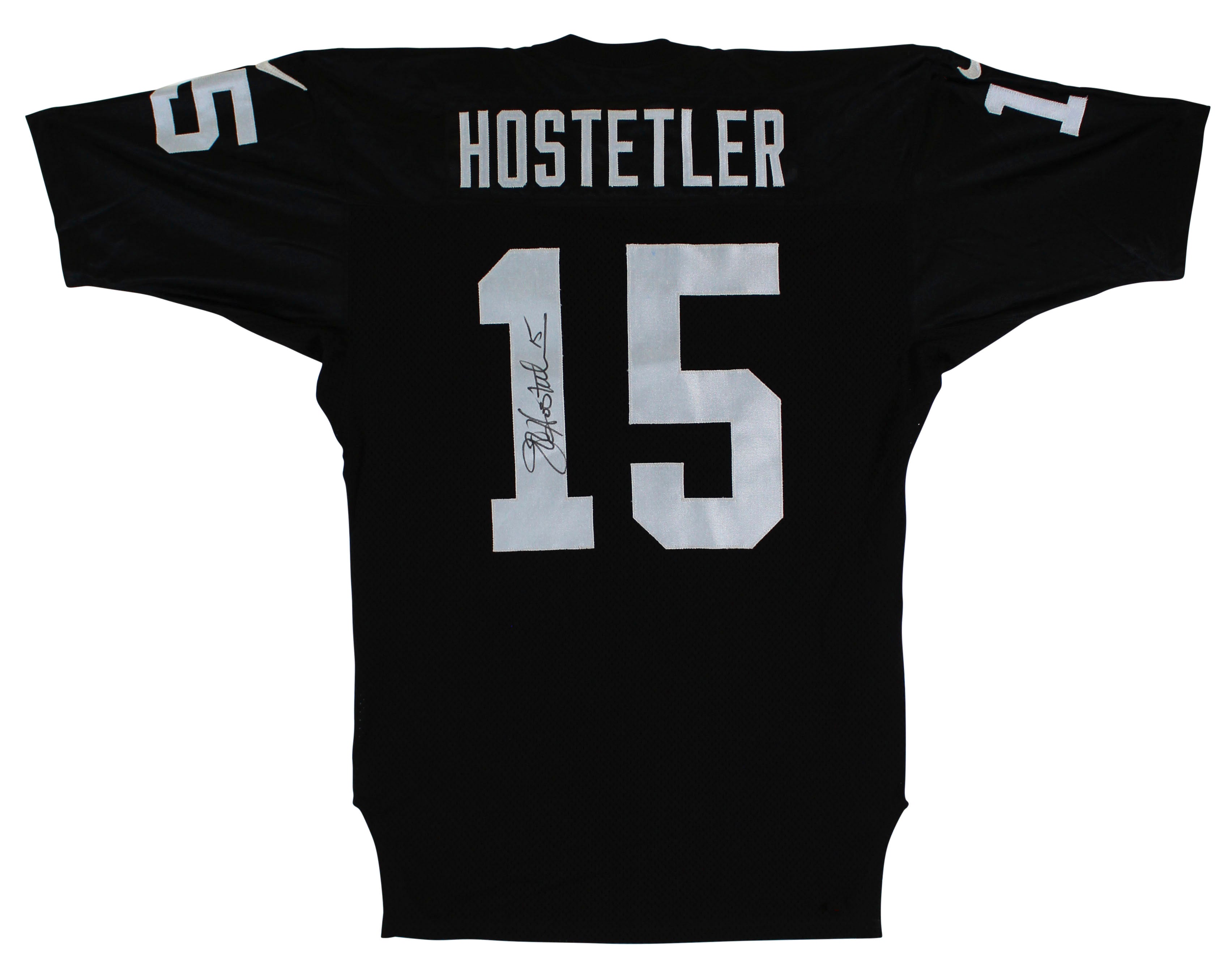 Raiders Jeff Hostetler Signed 1993 QB Challenge Worn Black Nike Jersey BAS