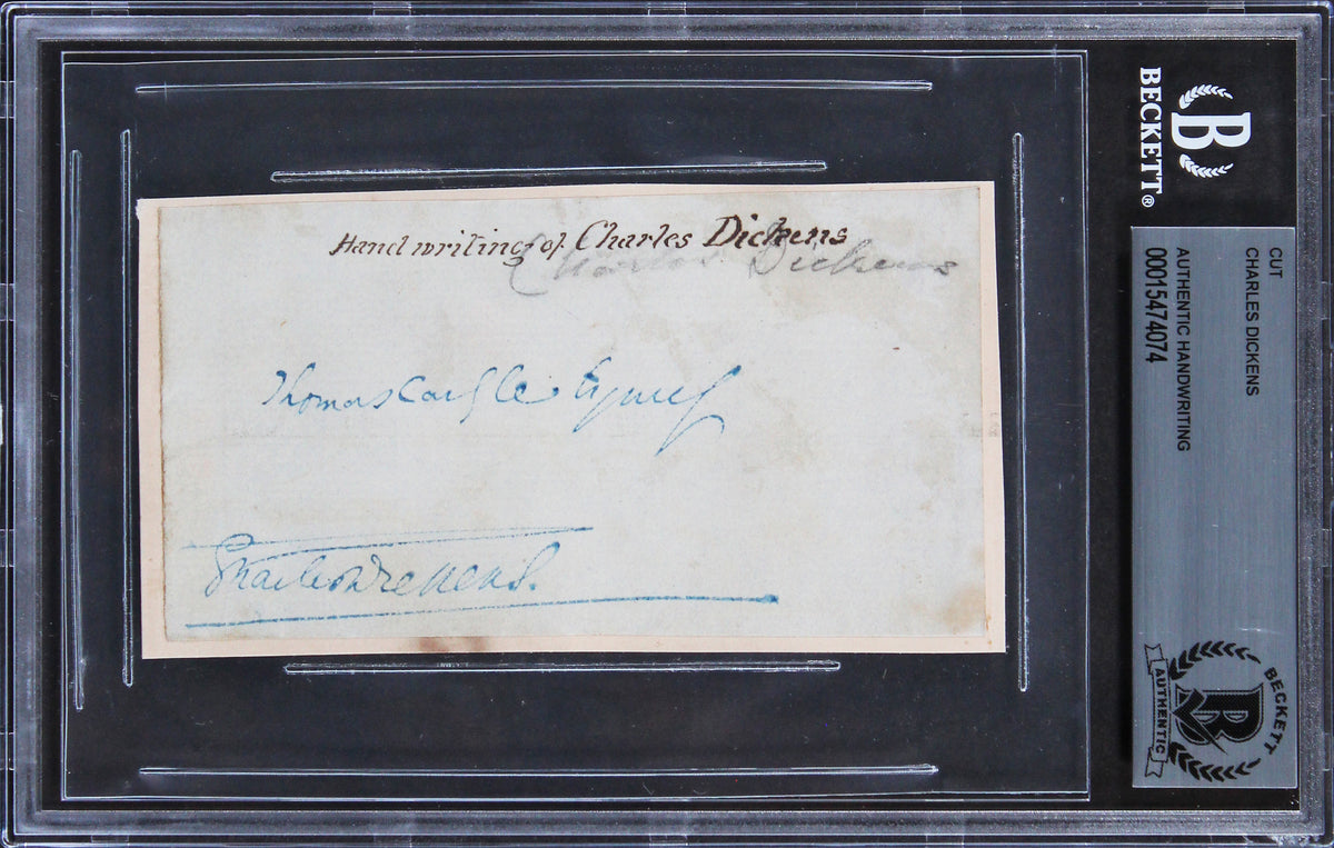 Charles Dickens Authentic Signed 2.35x4.5 Cut Signature BAS Slabbed