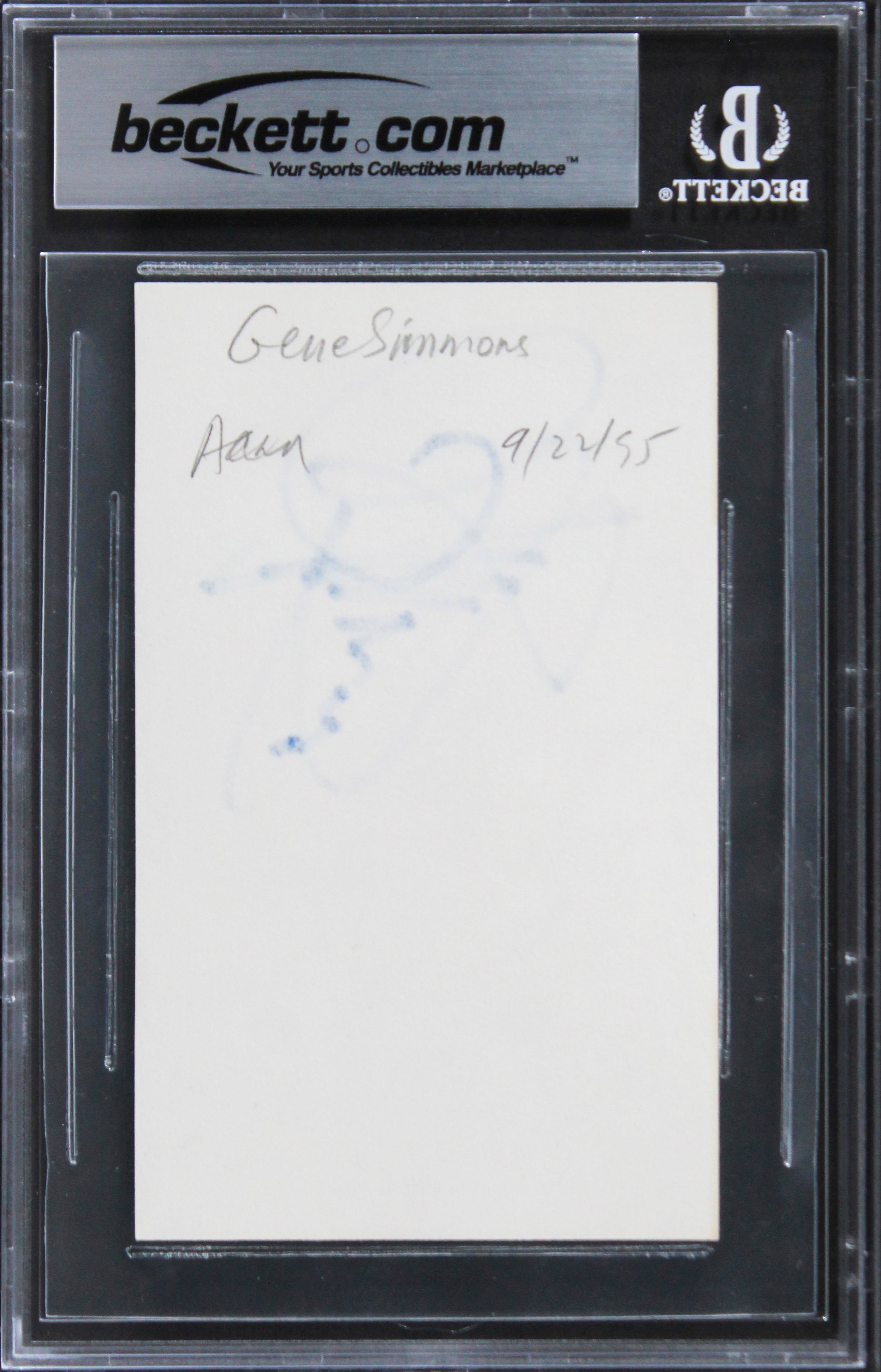 Gene Simmons KISS Authentic Signed 3x5 Index Card Autographed BAS Slabbed