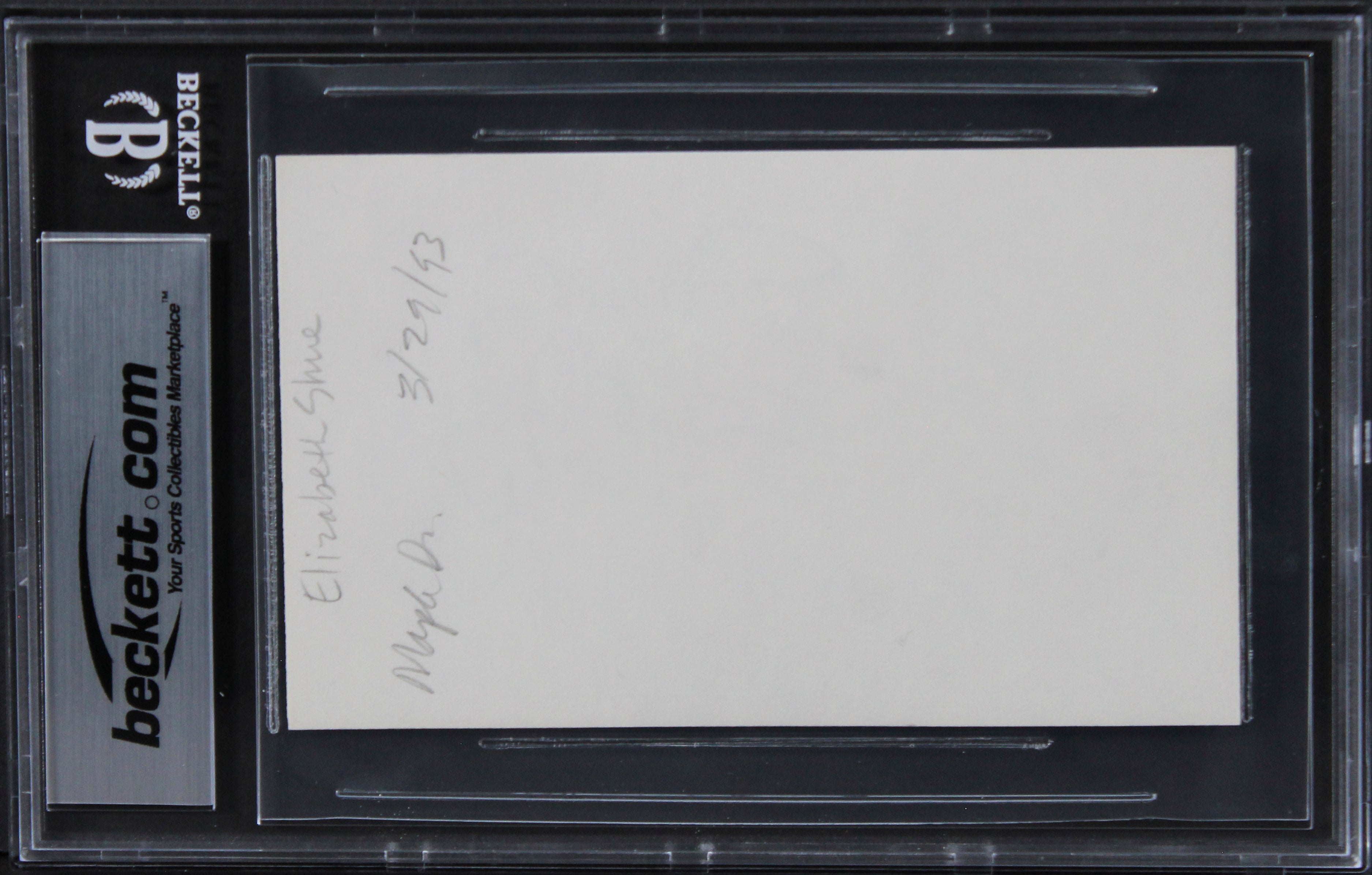 Elisabeth Shue The Karate Kid Authentic Signed 3x5 Index Card BAS Slabbed 1