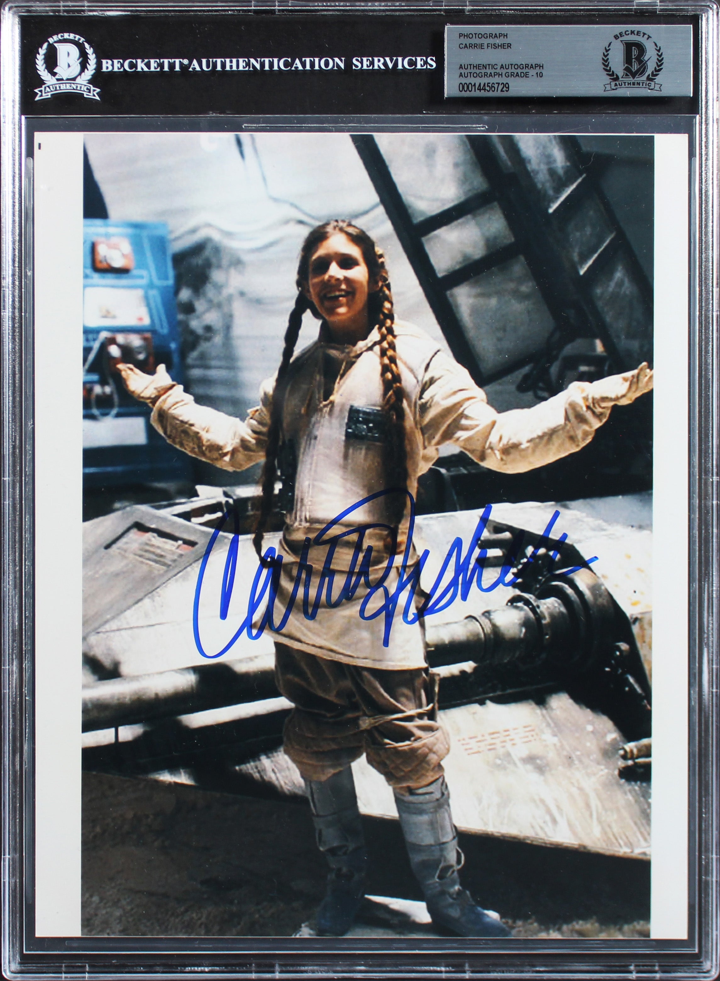 Carrie Fisher Star Wars ESB Authentic Signed 8x10 Photo Auto 10! BAS Slabbed