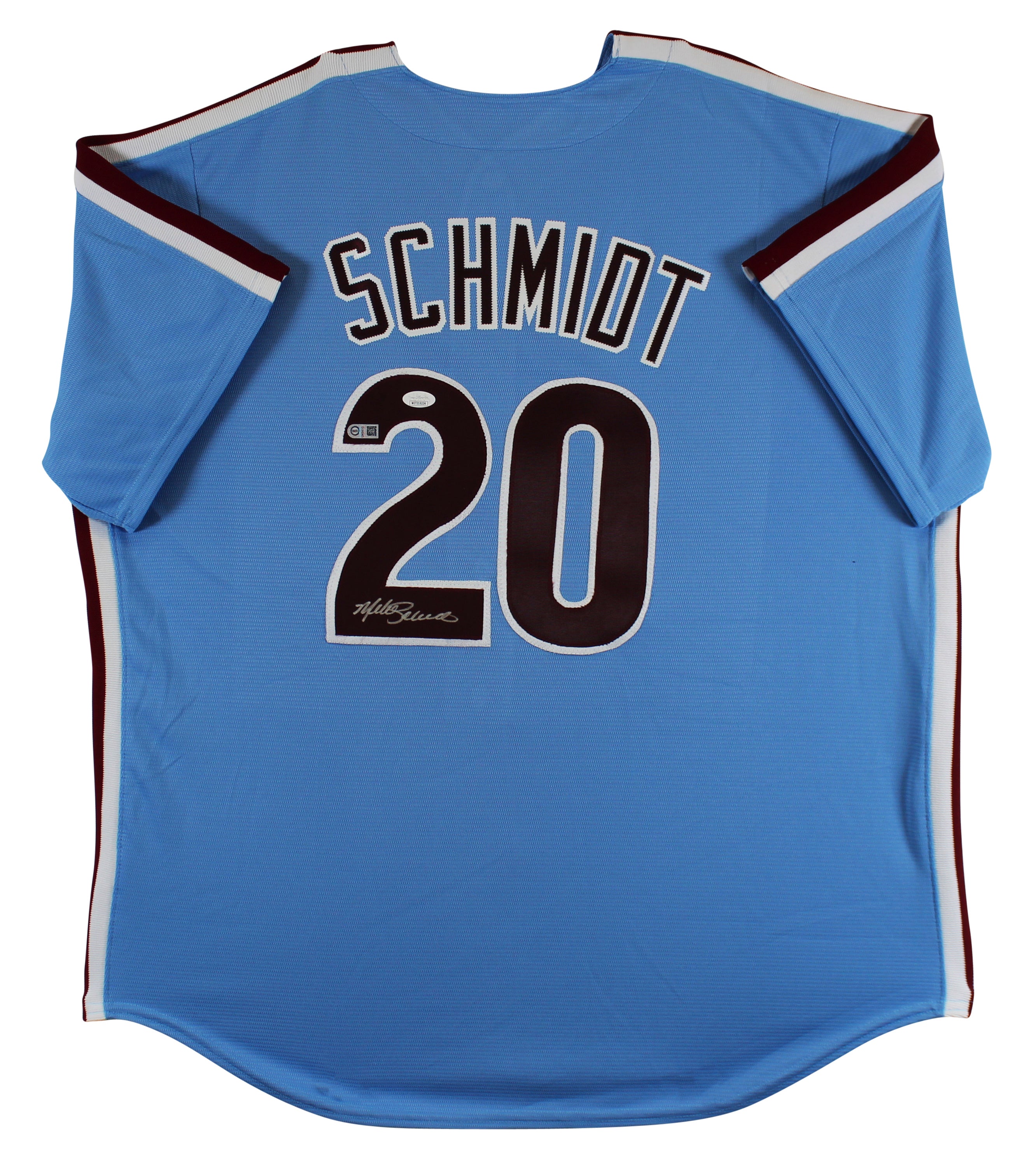 Phillies Mike Schmidt Signed Blue Majestic Cool Base Jersey JSA Wit #WIT215224