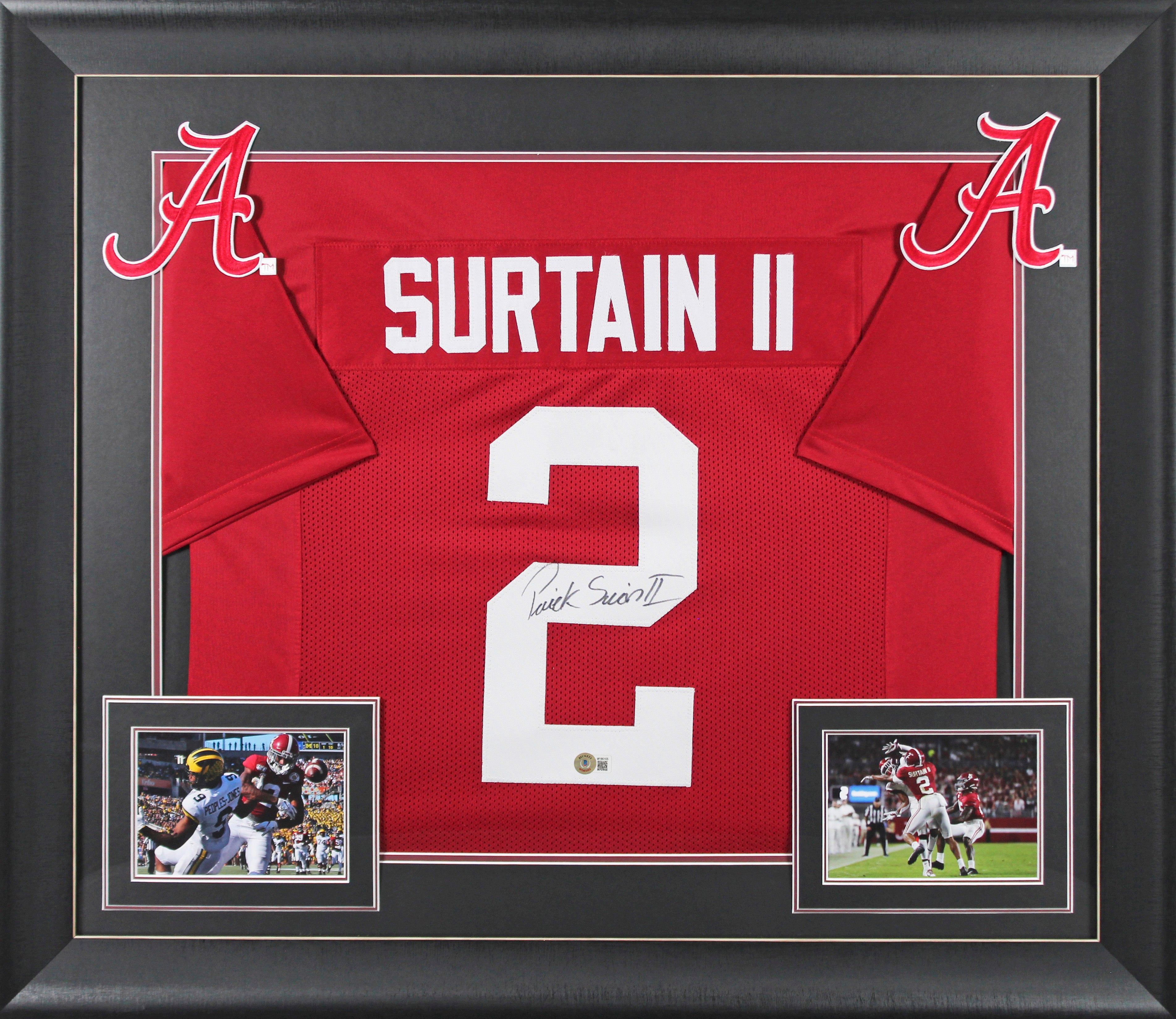 Alabama Patrick Surtain II Signed Maroon Pro Style Framed Jersey BAS Witnessed