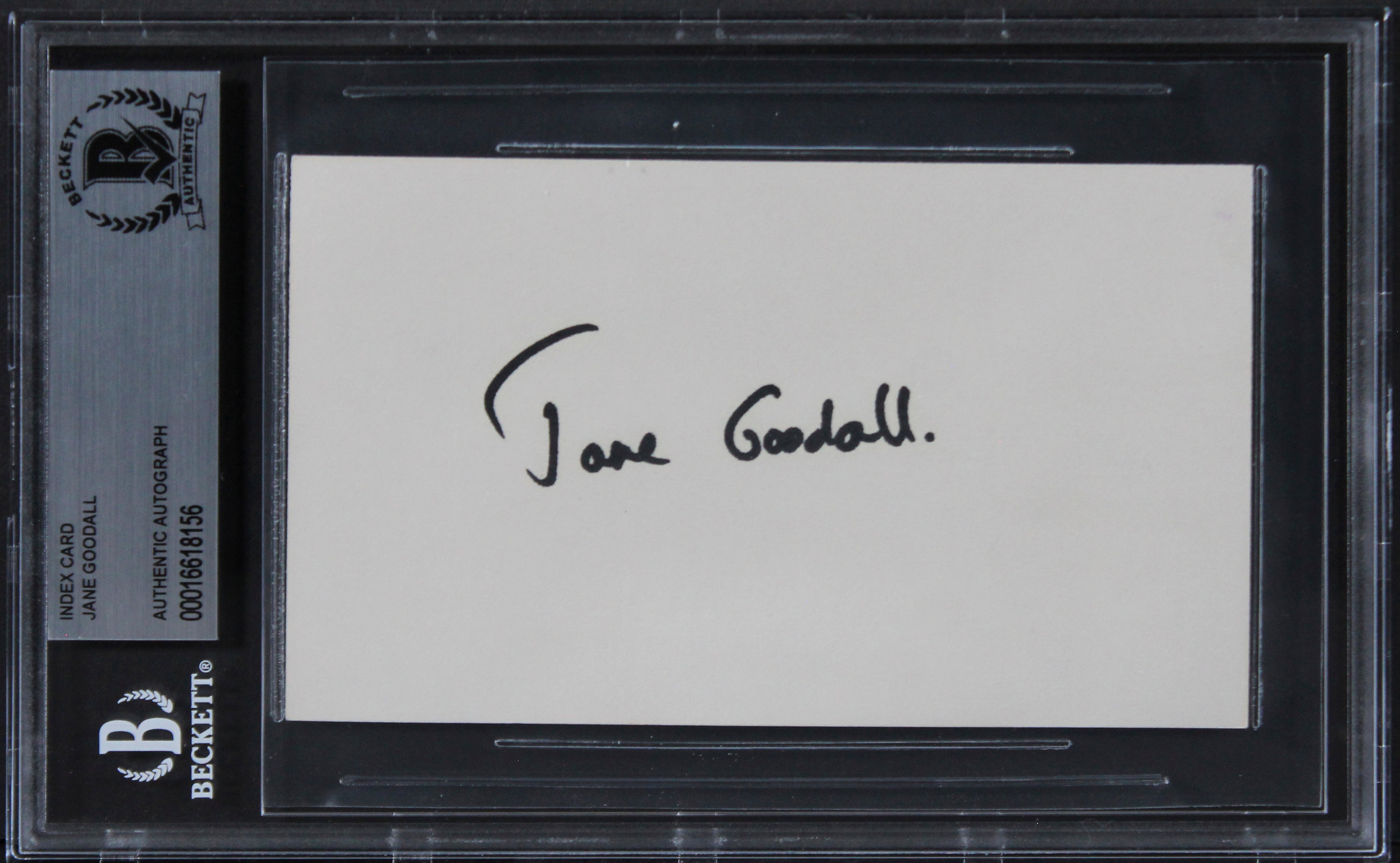 Jane Goodall Gorillas in the Mist Authentic Signed 3x5 Index Card BAS Slabbed 2