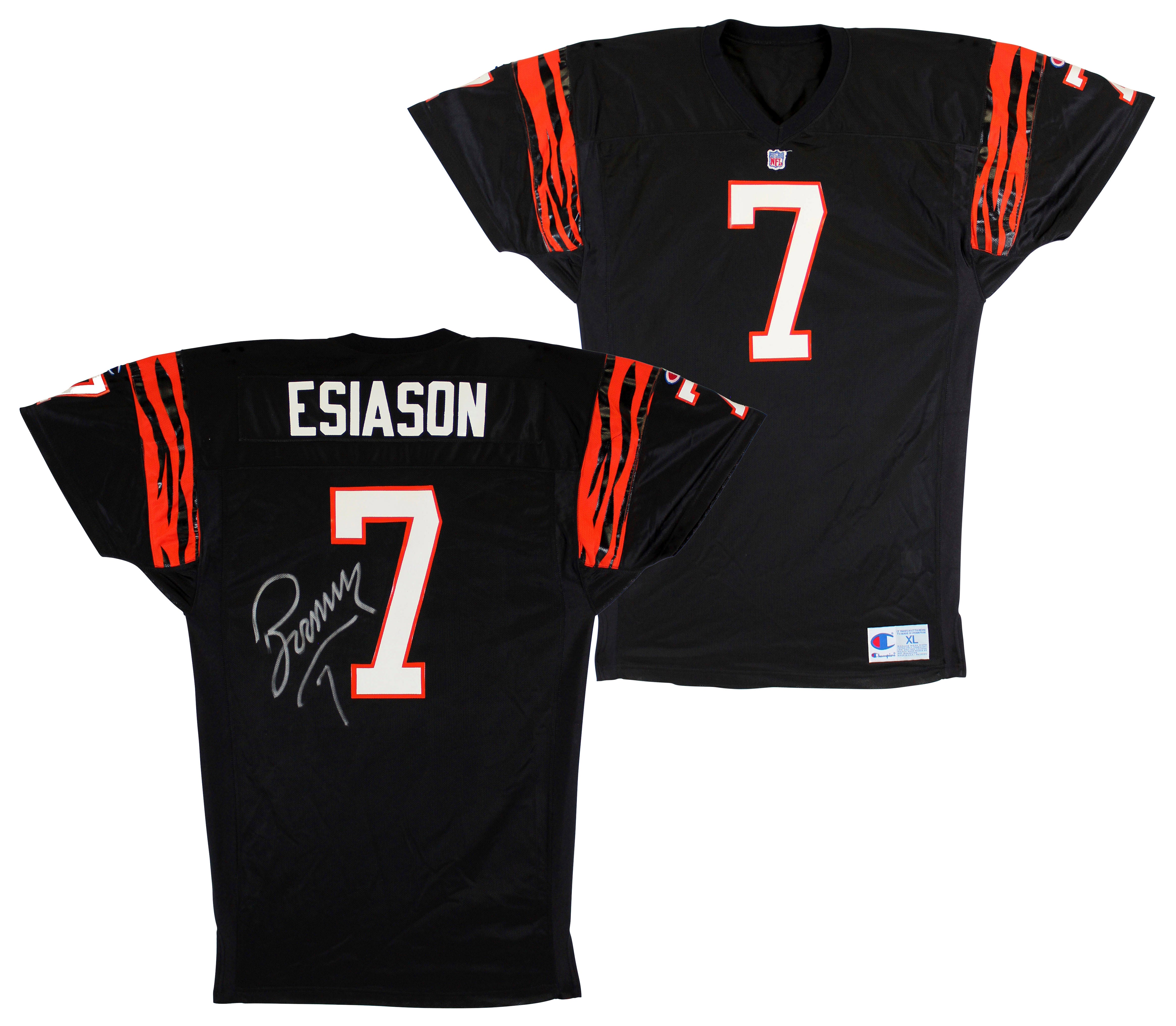 Bengals Boomer Esiason Signed Game Issued Black Champion Jersey BAS #X71283