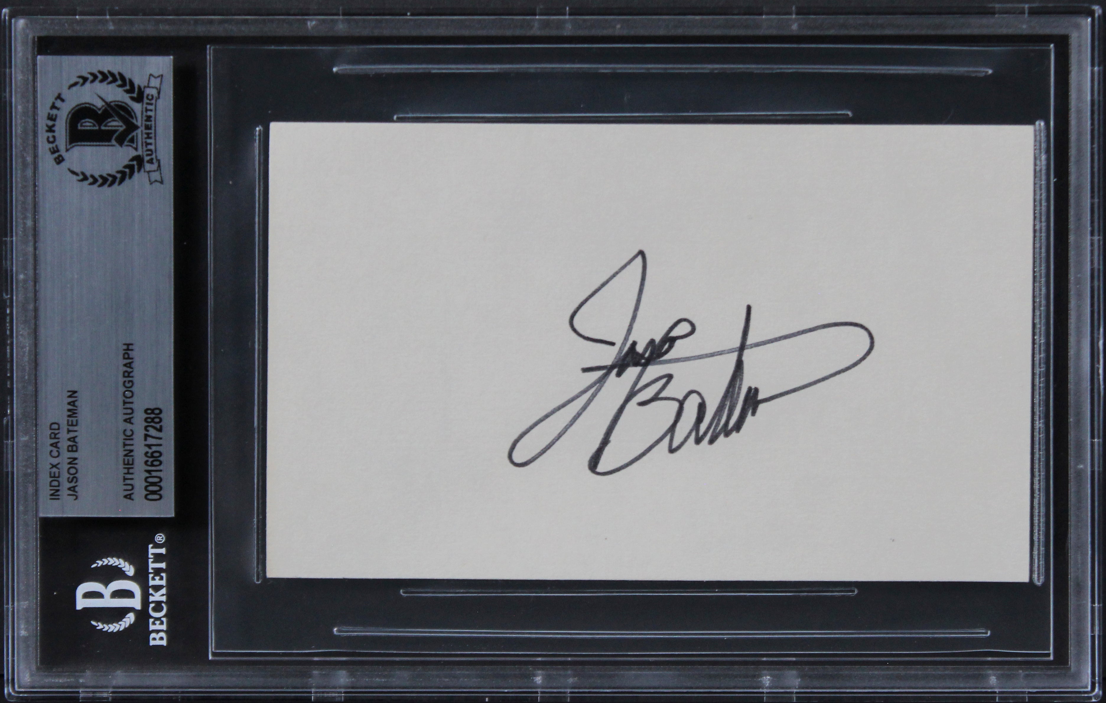 Jason Bateman Ozark Authentic Signed 3x5 Index Card Autographed BAS Slabbed
