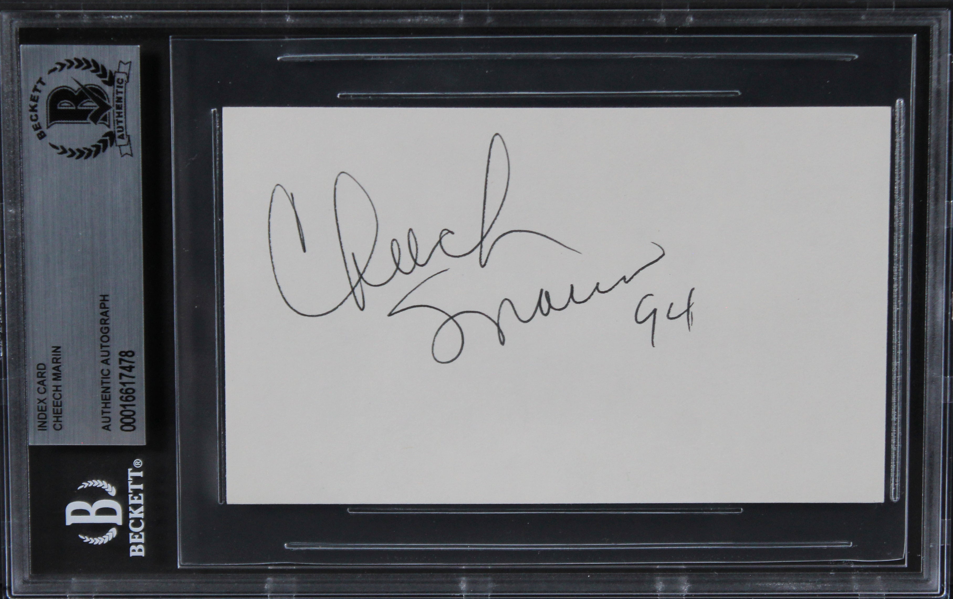 Cheech Marin Cheech & Chong "94" Authentic Signed 3x5 Index Card BAS Slabbed