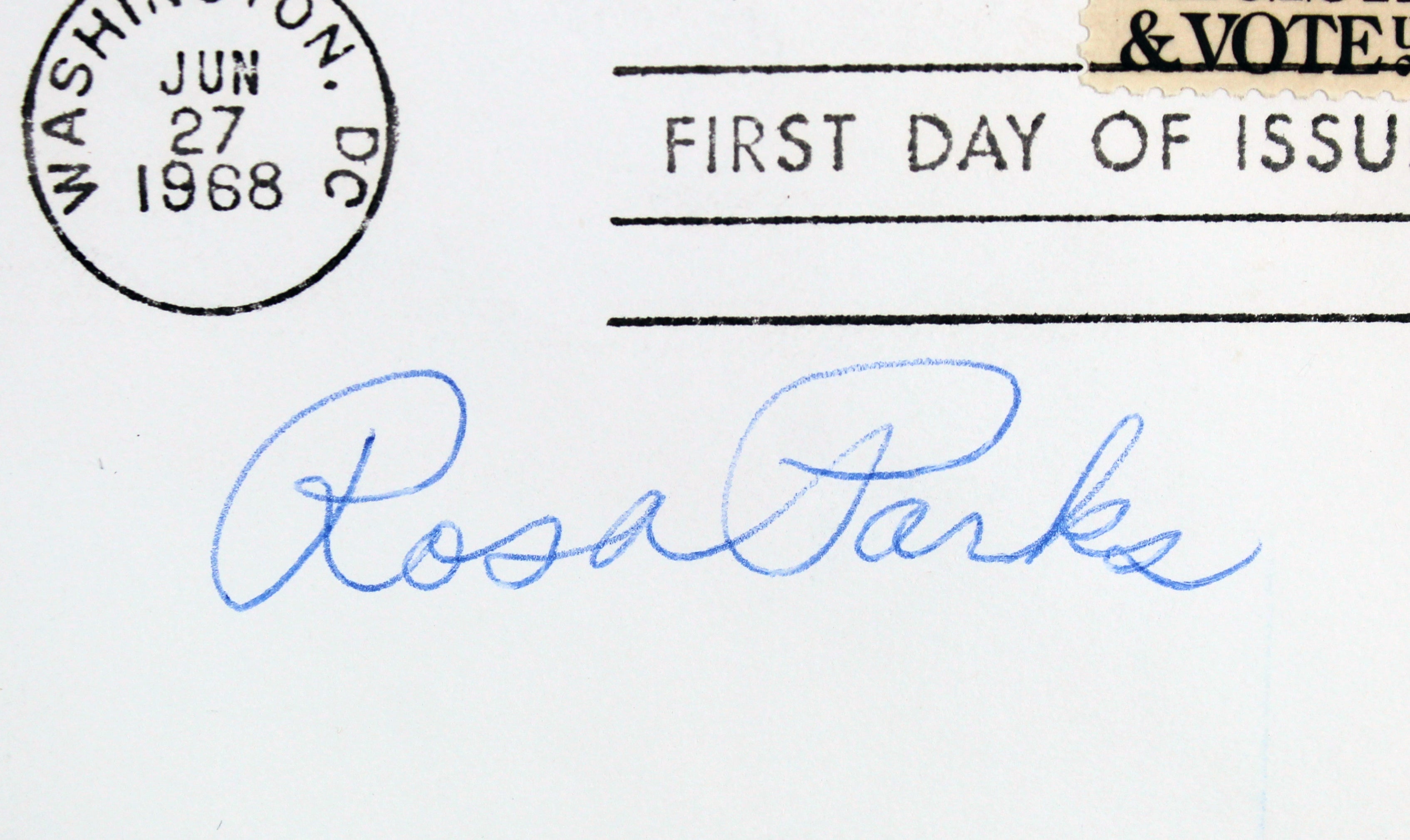 Rosa Parks Authentic Signed 1968 Register & Vote First Day Cover BAS #AB14606