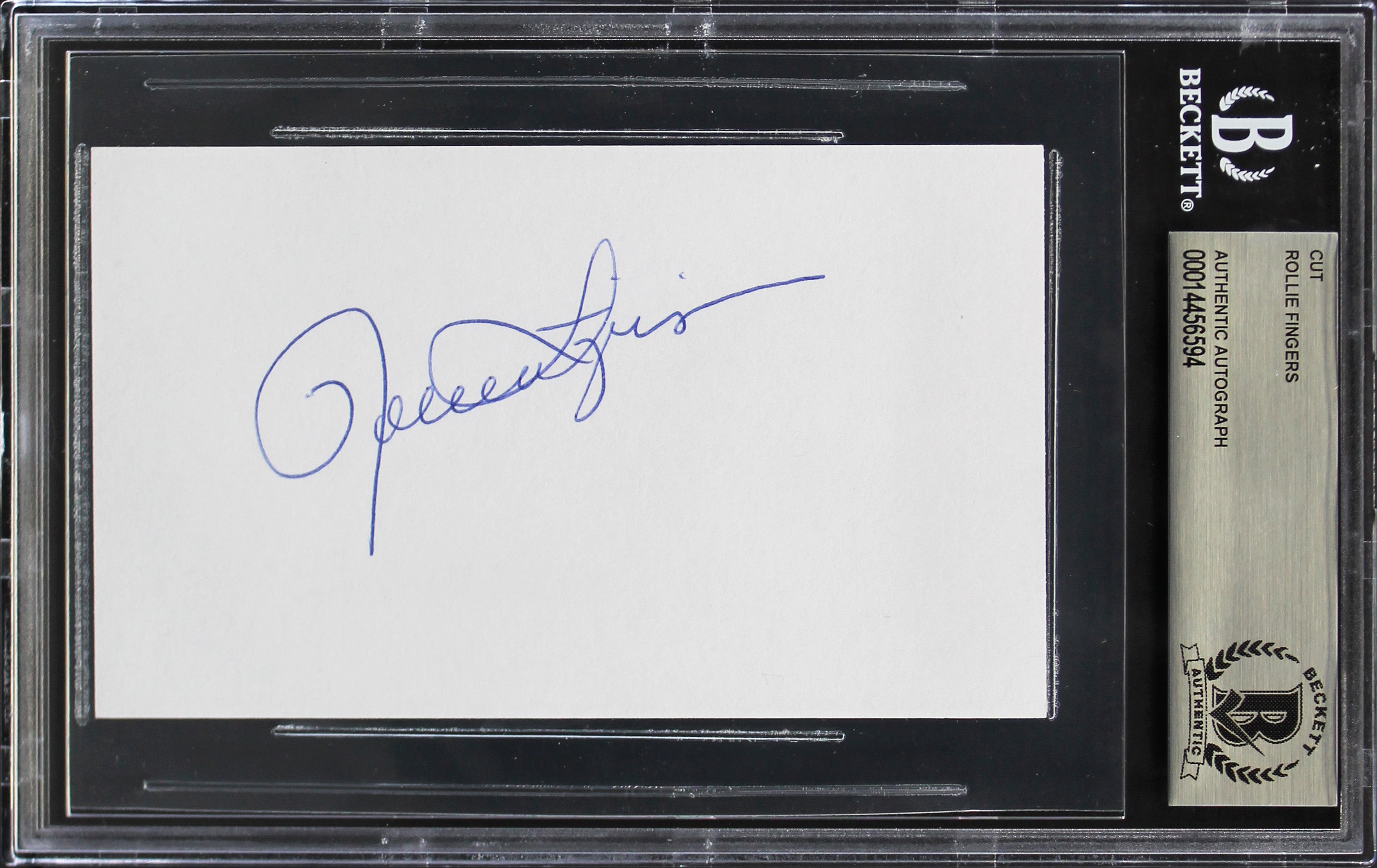 Athletics Rollie Fingers Authentic Signed 3x5 Cut Signature BAS Slabbed