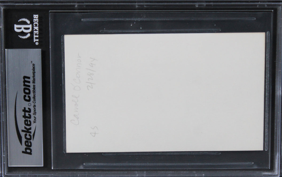 Carroll O'Connor All In The Family Authentic Signed 3x5 Index Card BAS Slabbed 2