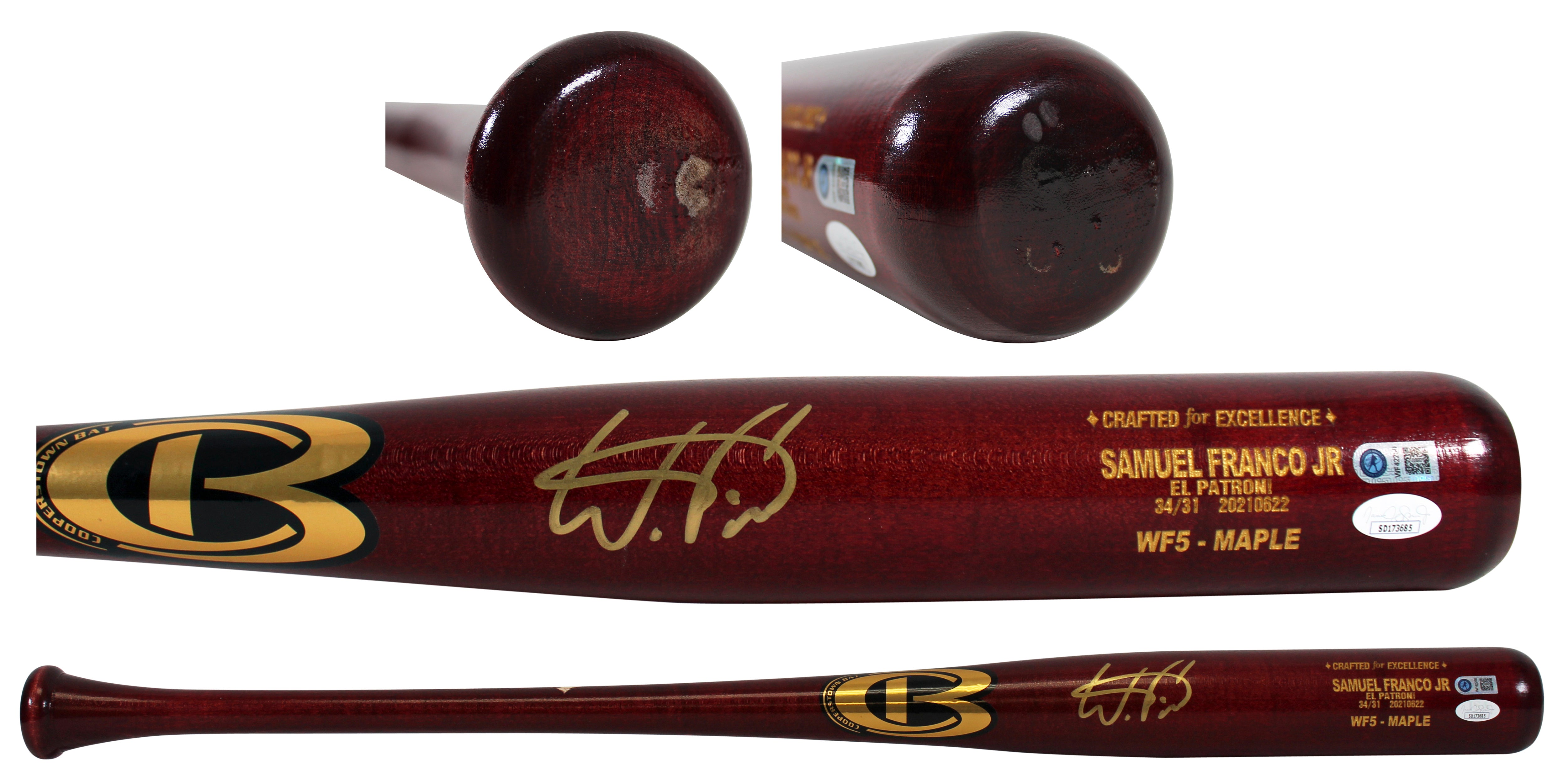 Rays Wonder Franco Authentic Signed Cooperstown Player Model Bat JSA #SD173685