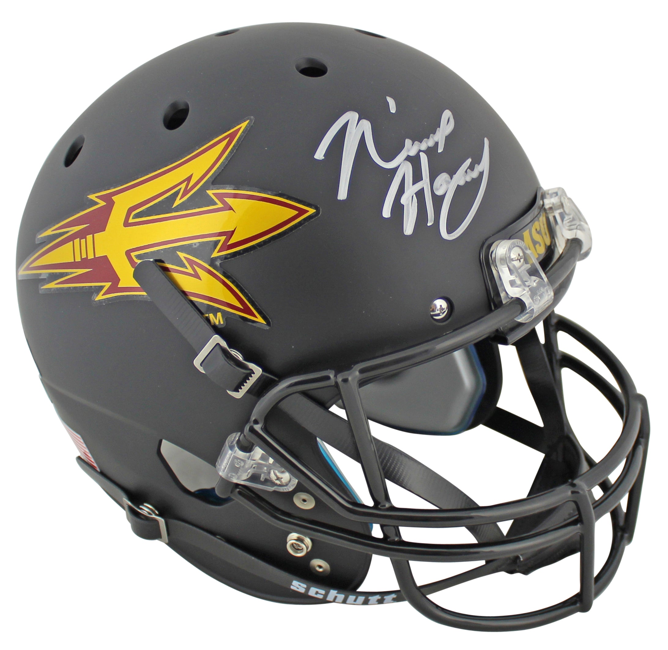 ASU N'Keal Harry Signed Black Matte Schutt Full Size Rep Helmet BAS Witnessed