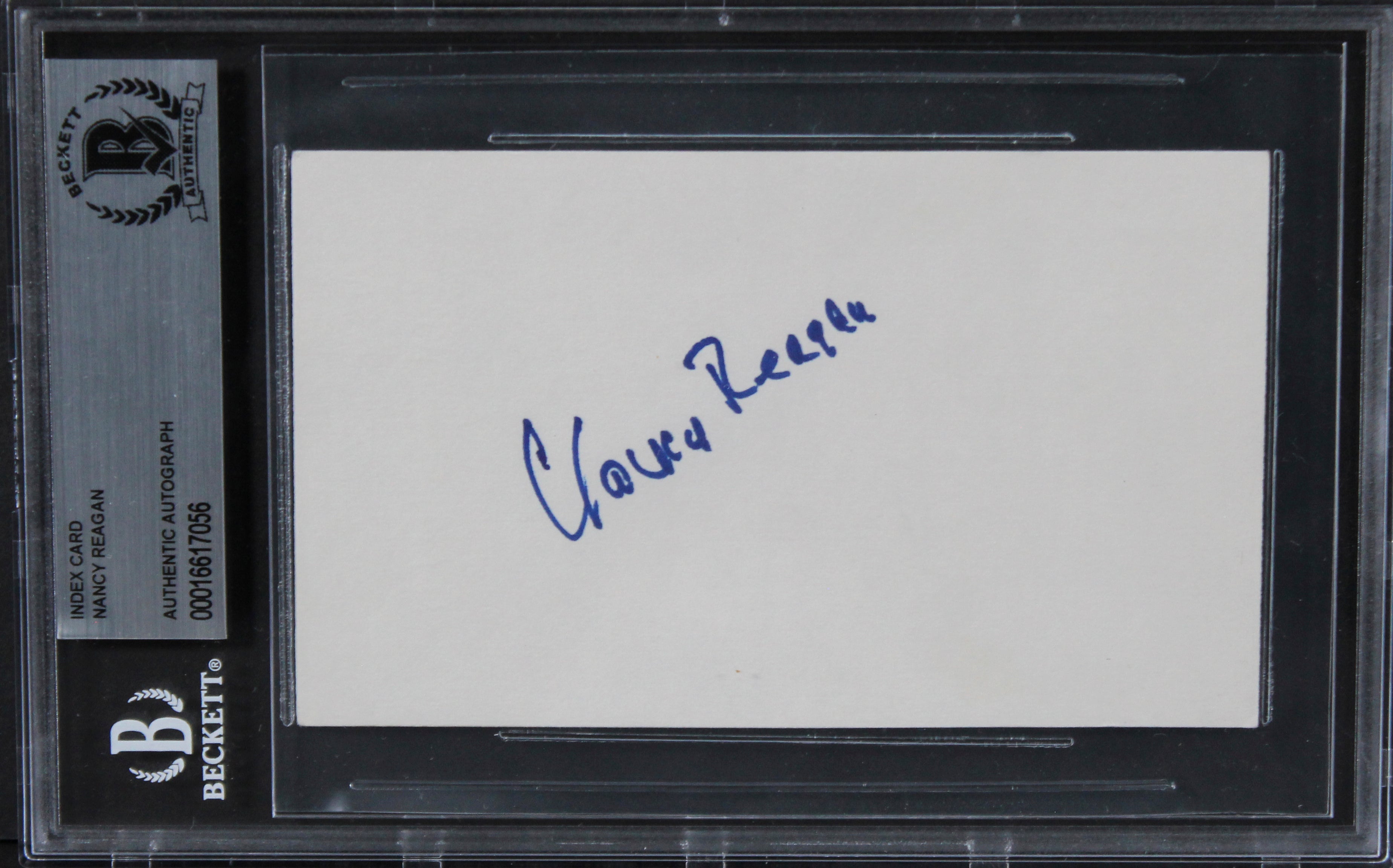 Nancy Reagan First Lady Authentic Signed 3x5 Index Card Autographed BAS Slabbed