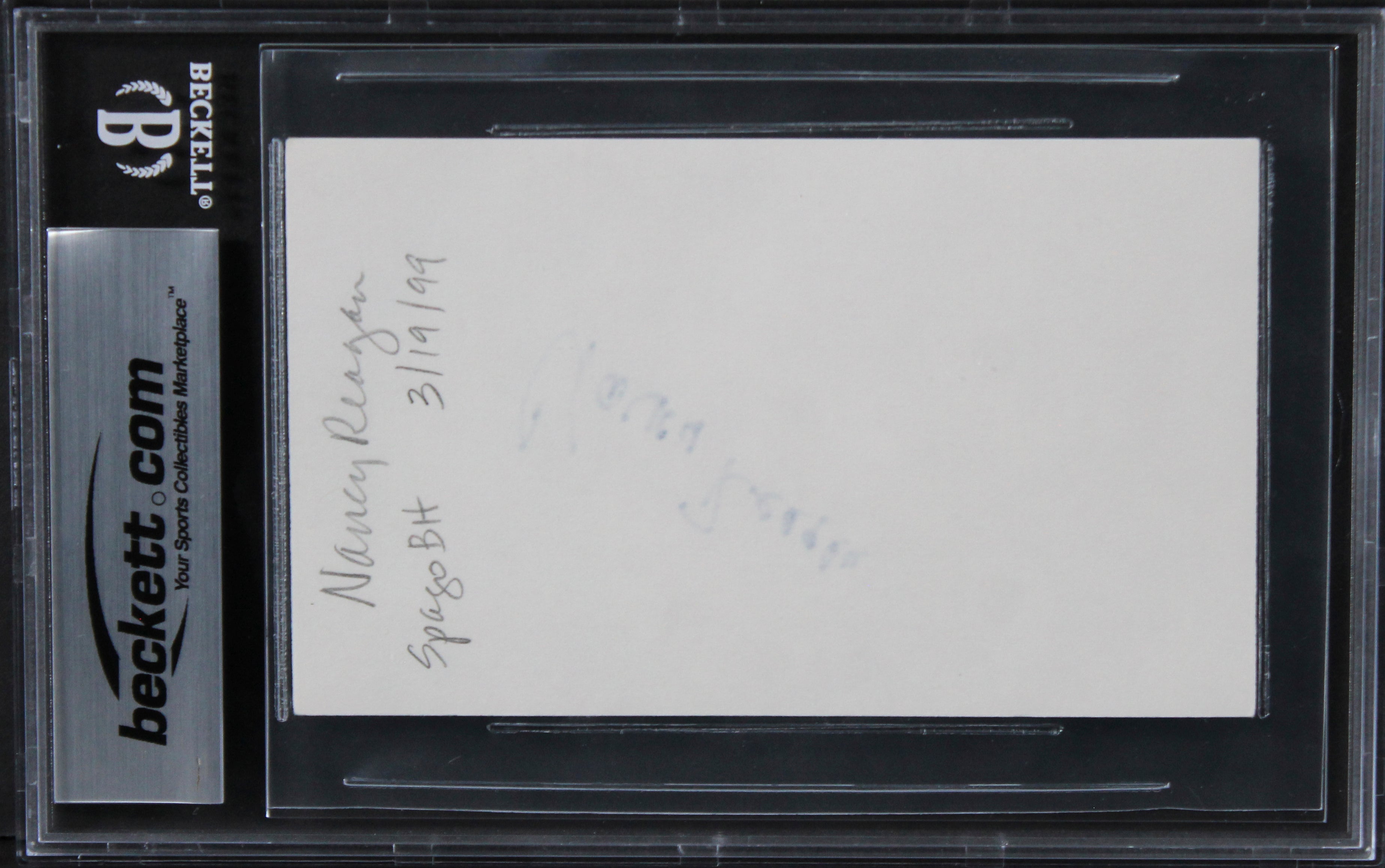 Nancy Reagan First Lady Authentic Signed 3x5 Index Card Autographed BAS Slabbed