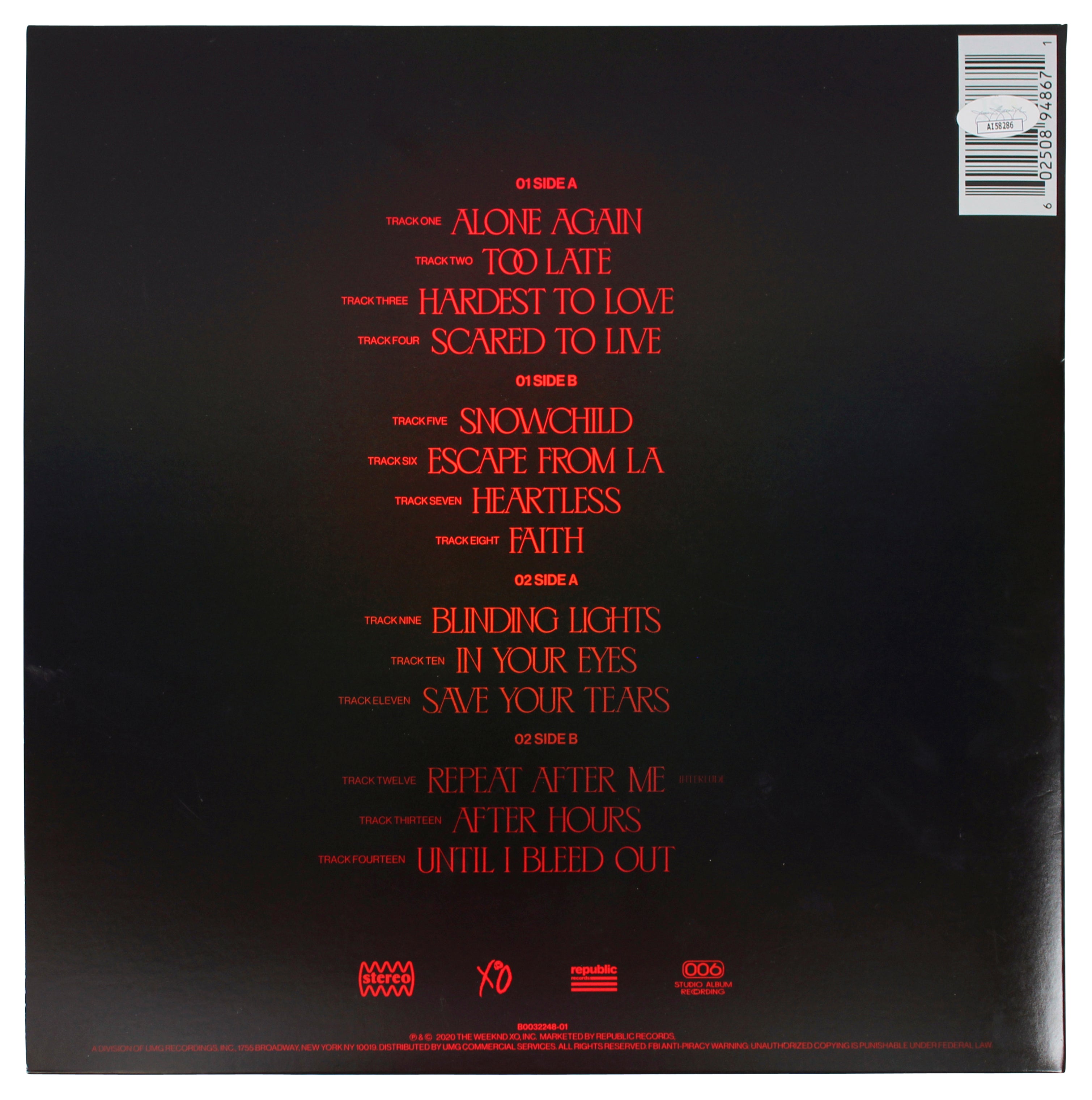 The Weeknd Authentic Signed After Hours Album Cover Autographed JSA #A