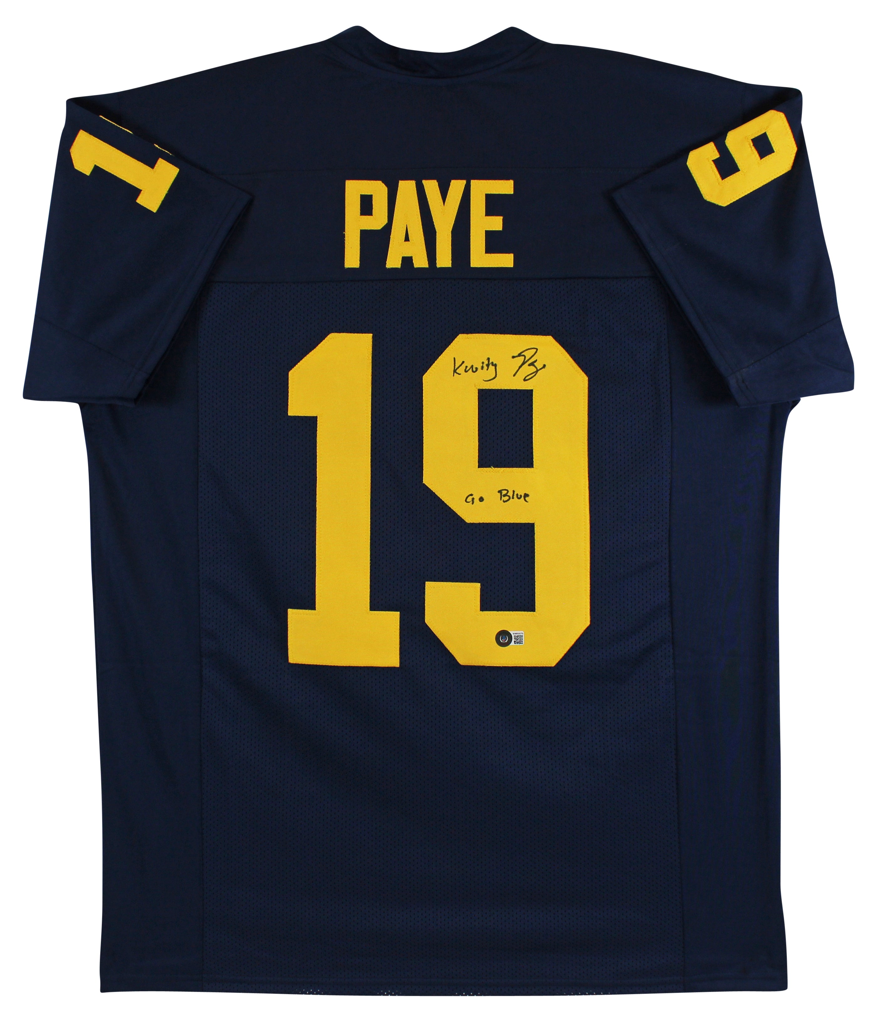 Michigan Kwity Paye "Go Blue" Signed Navy Blue Pro Style Jersey BAS Witnessed