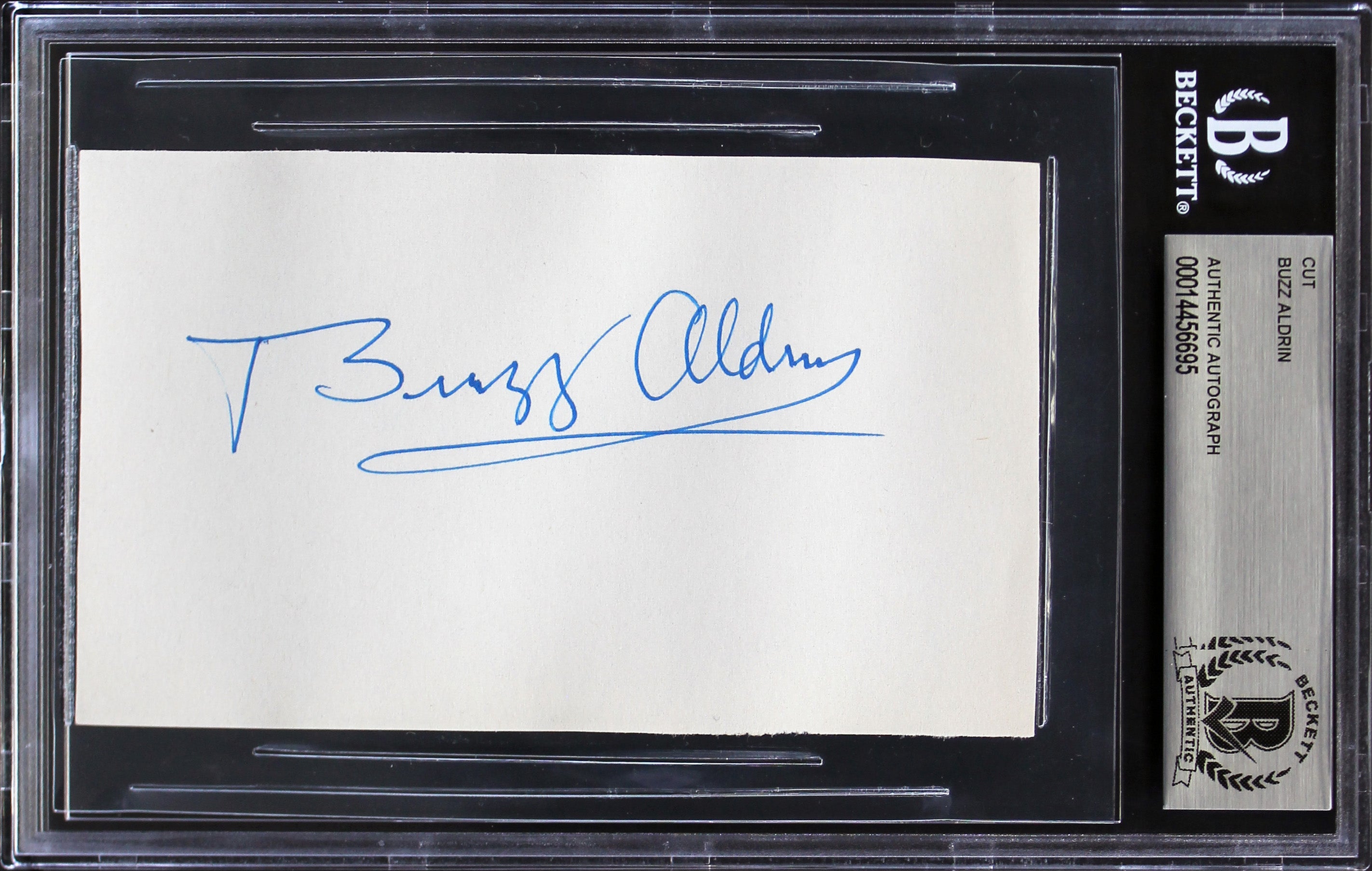 Edwin "Buzz" Aldrin Apollo 11 Authentic Signed 2.75x5 Cut Signature BAS Slabbed