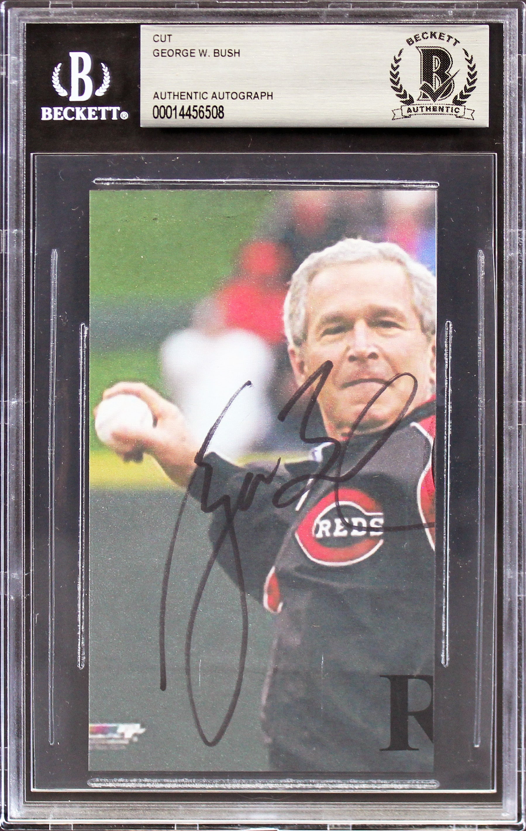 George W. Bush Authentic Signed 3x5 Cut Signature Autographed BAS Slabbed