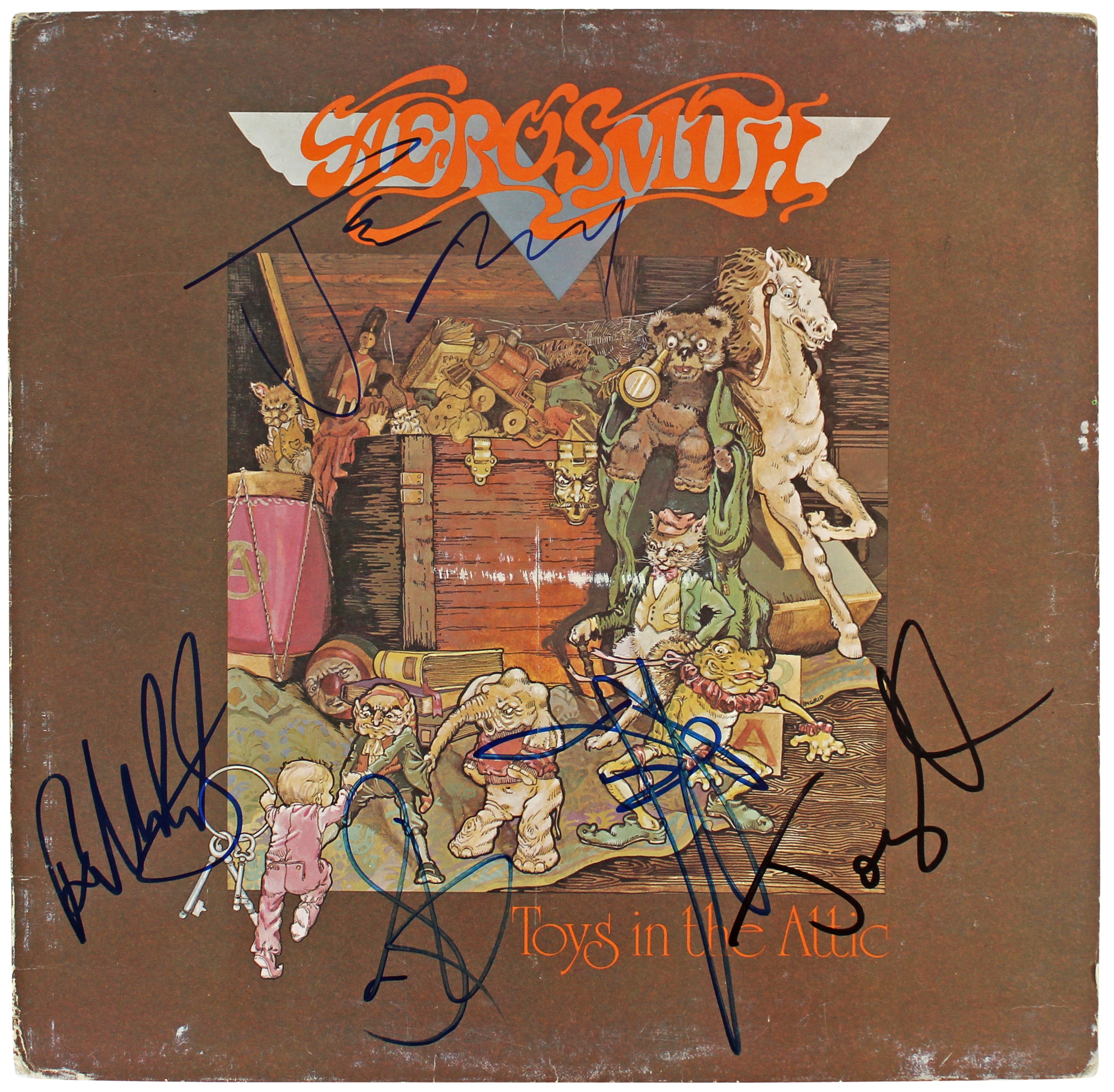 Aerosmith (5) Tyler, Perry, Hamilton +2 Signed Album Cover BAS #AC33924