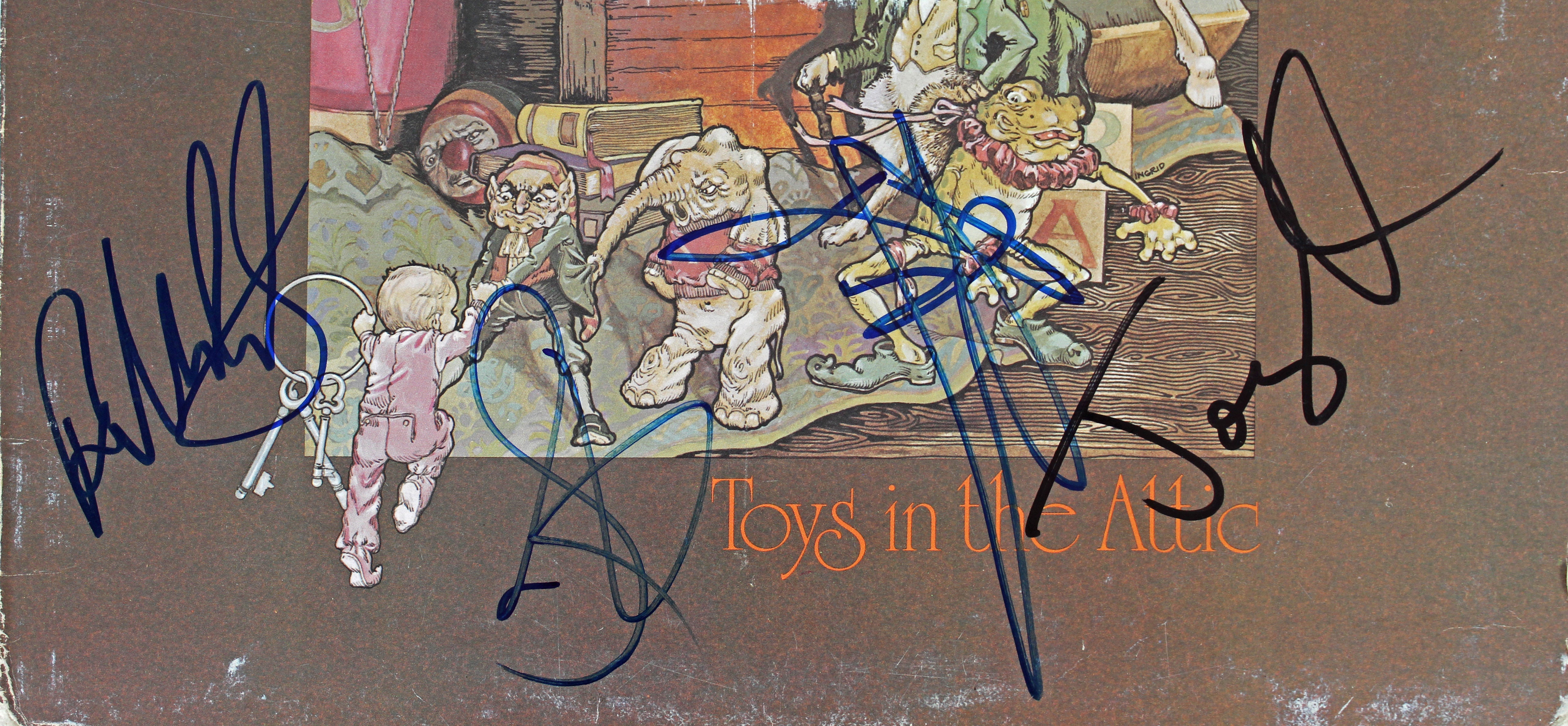 Aerosmith (5) Tyler, Perry, Hamilton +2 Signed Album Cover BAS #AC33924