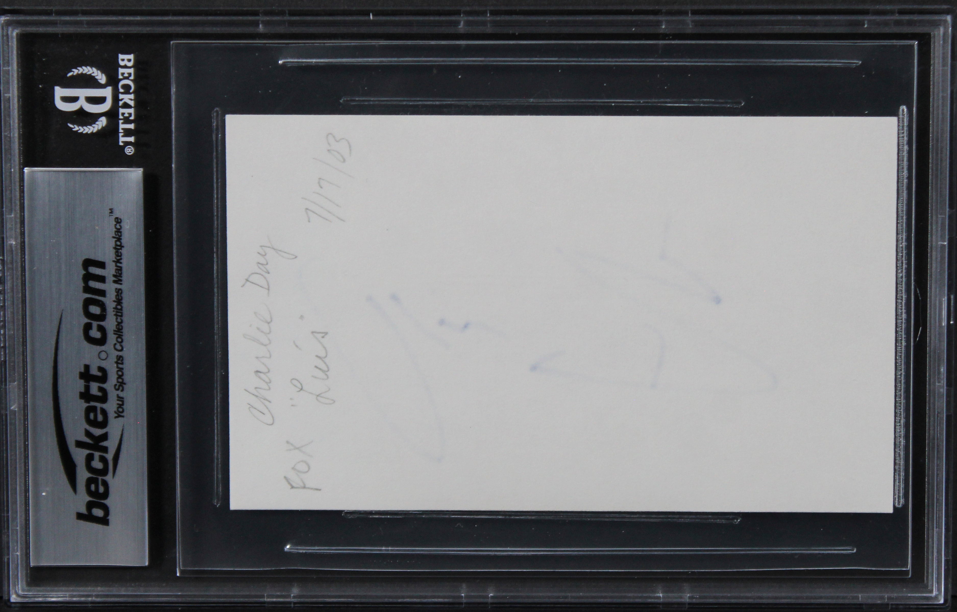 Charlie Day It's Always Sunny in Philadelphia Signed 3x5 Index Card BAS Slabbed