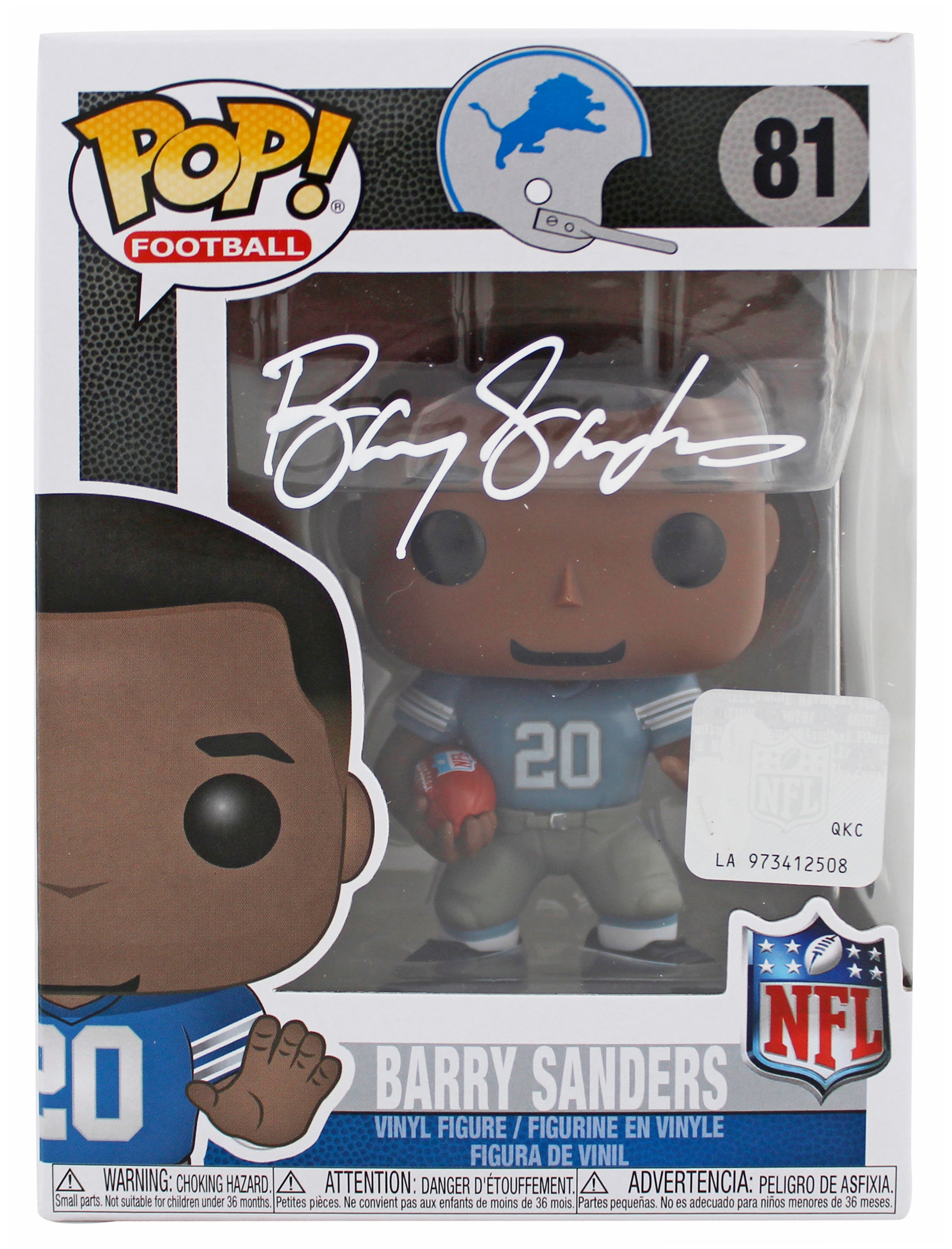 Lions Barry Sanders Authentic Signed #81 Funko Pop Vinyl Figure BAS Witnessed