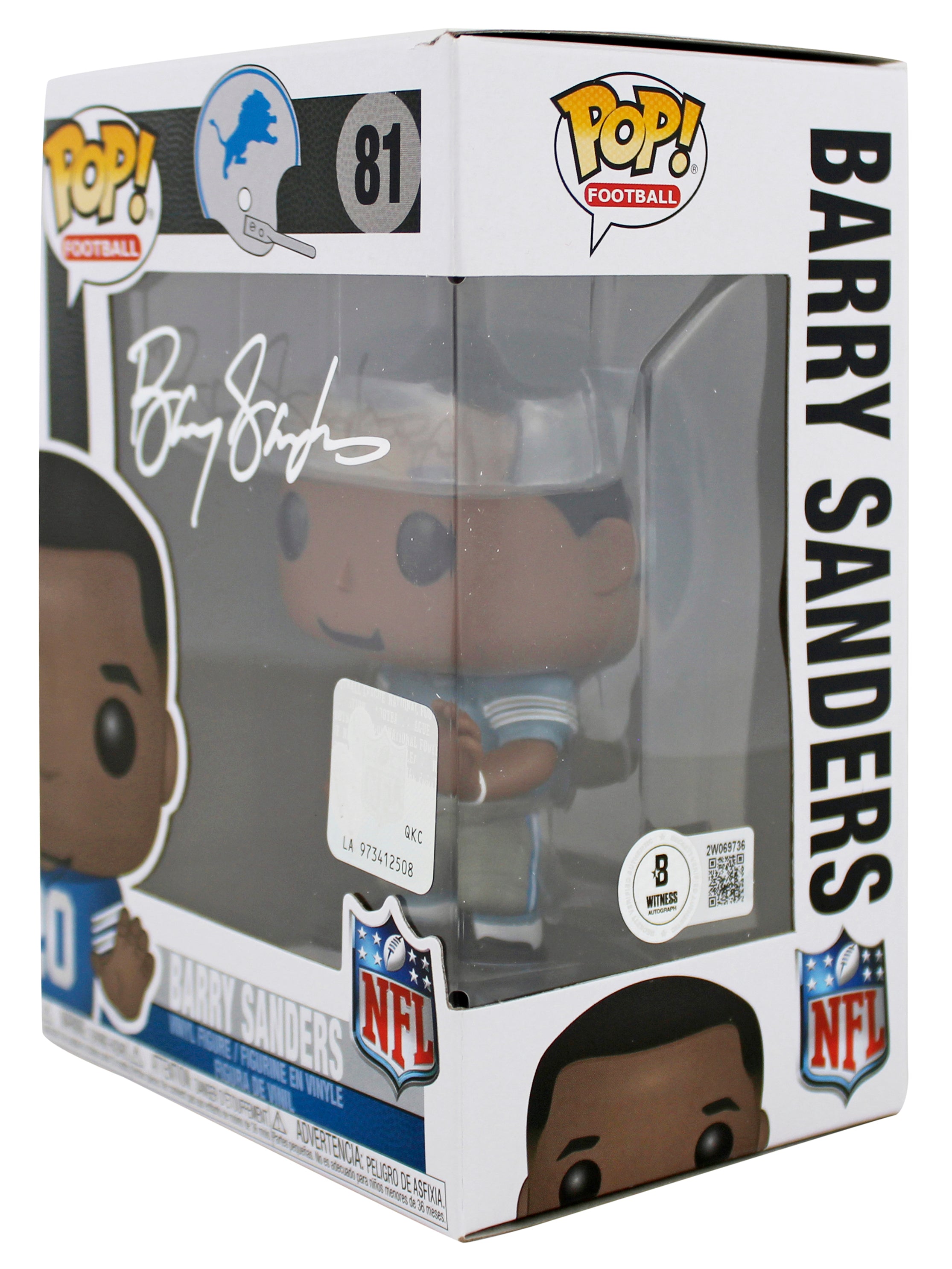 Lions Barry Sanders Authentic Signed #81 Funko Pop Vinyl Figure BAS Witnessed