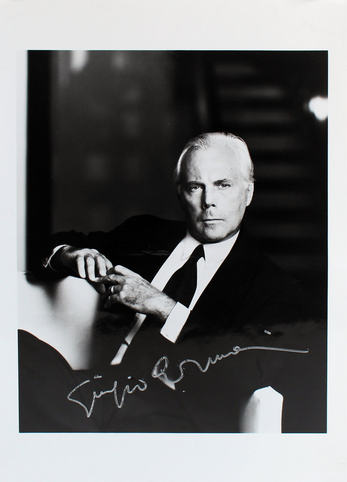 Giorgio Armani Authentic Signed B&W 12x16 Photo Autographed BAS #AB14608