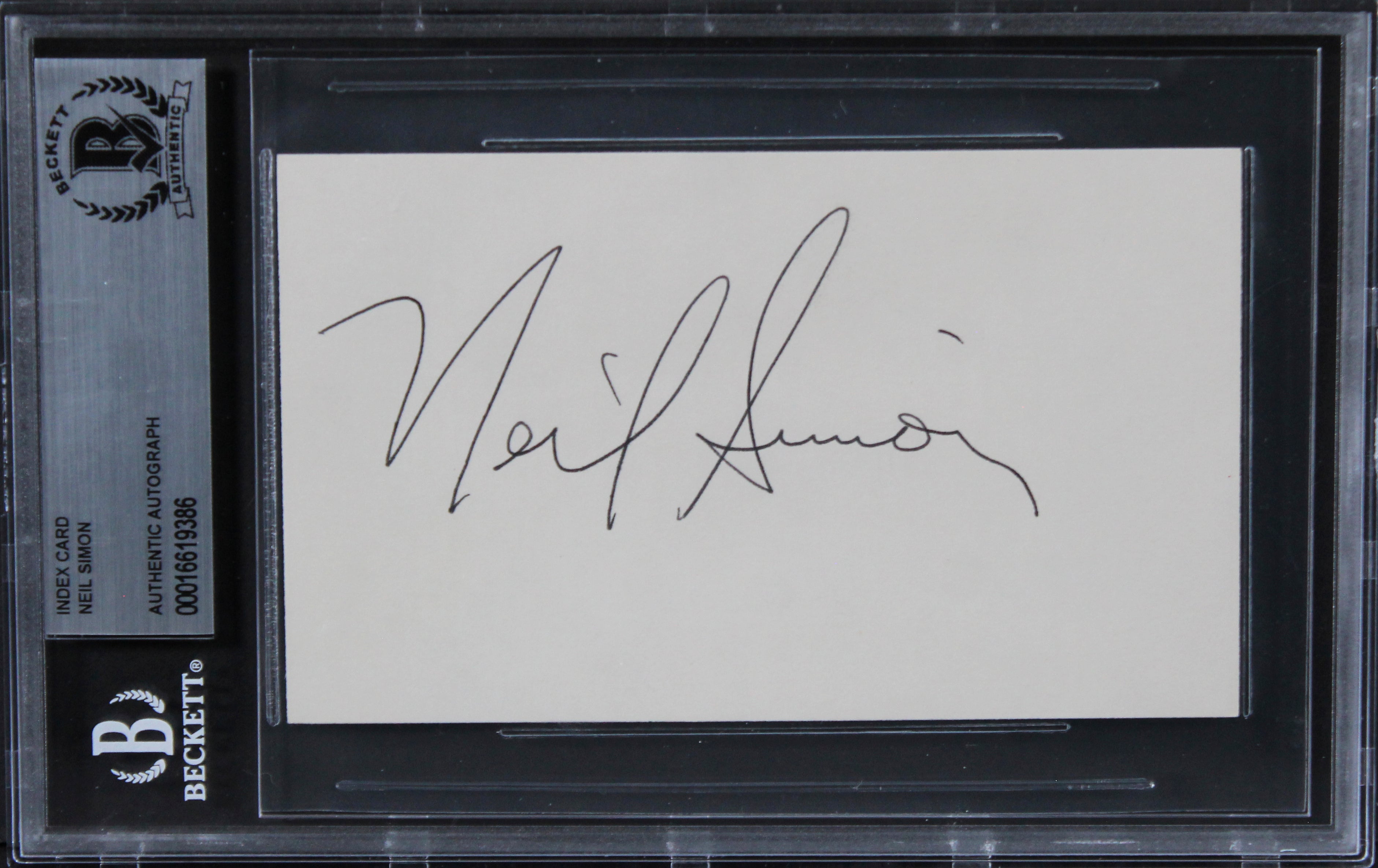 Neil Simon The Odd Couple Authentic Signed 3x5 Index Card BAS Slabbed 2
