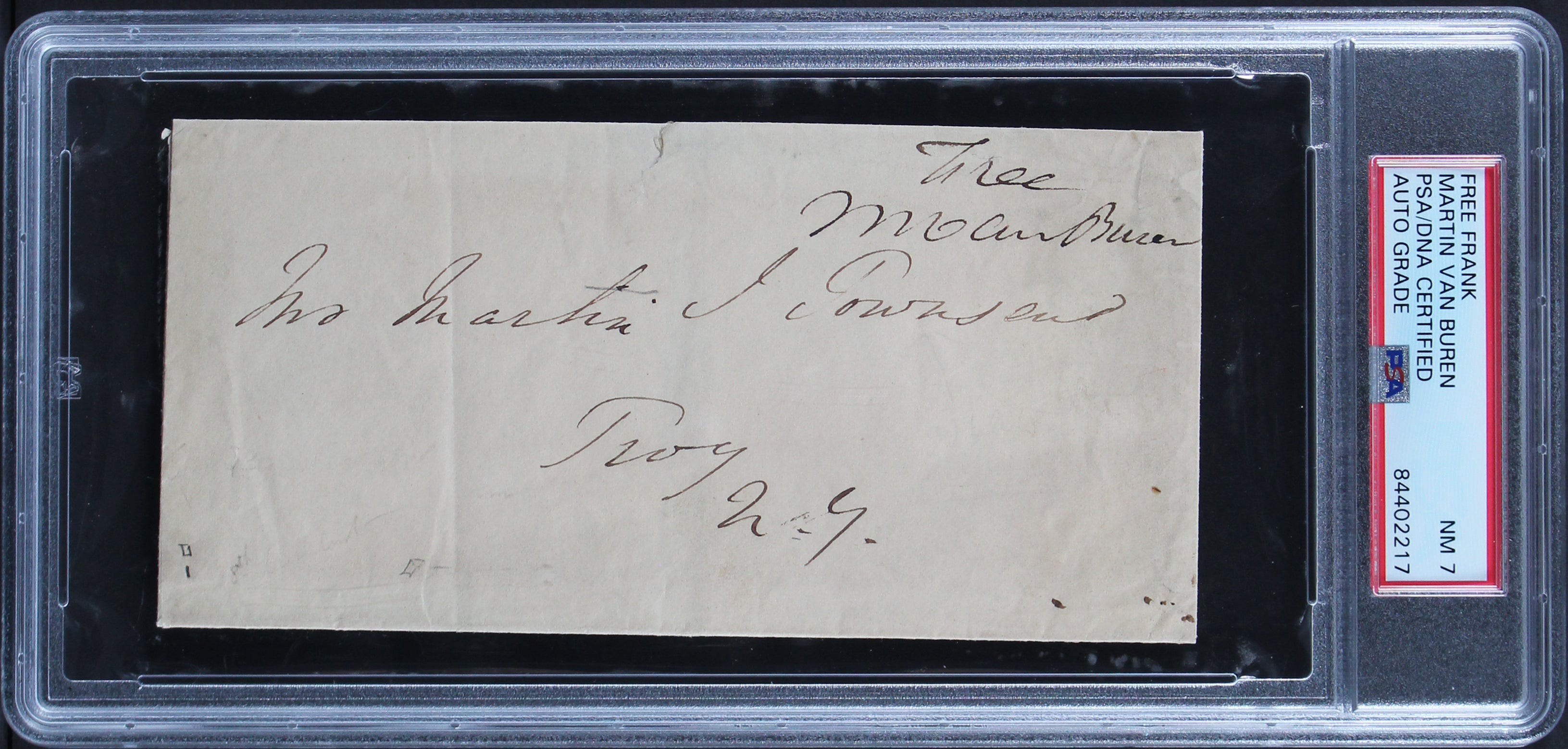 Martin Van Buren Authentic Signed 3.25x6.25 Free Frank Autographed PSA Slabbed