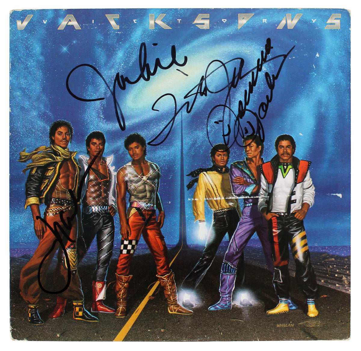 Jackson 5 Tito, Jackie, Jermaine & Marlon Signed Victory Album Cover w Vinyl BAS